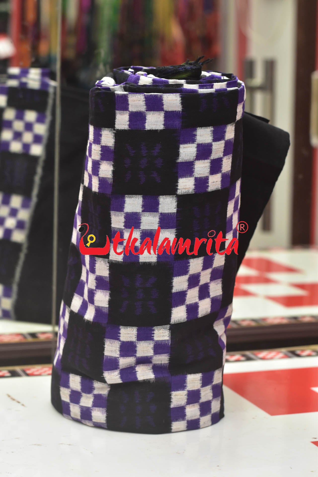 Diagonal Purple Sambalpuri Pasapali Cotton (Fabric)