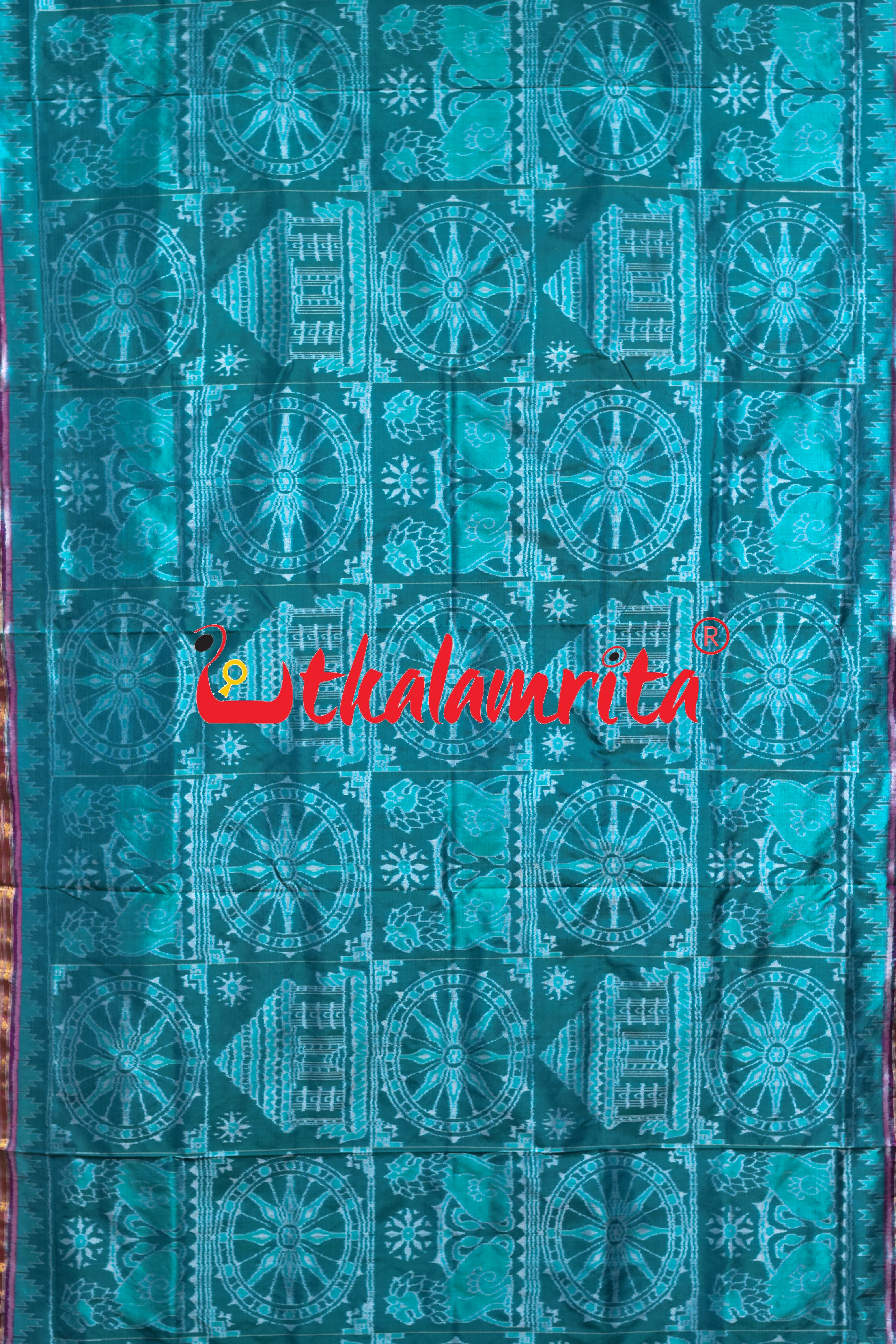Sea Green Half Tissue Konark Theme Sambalpuri Silk Saree