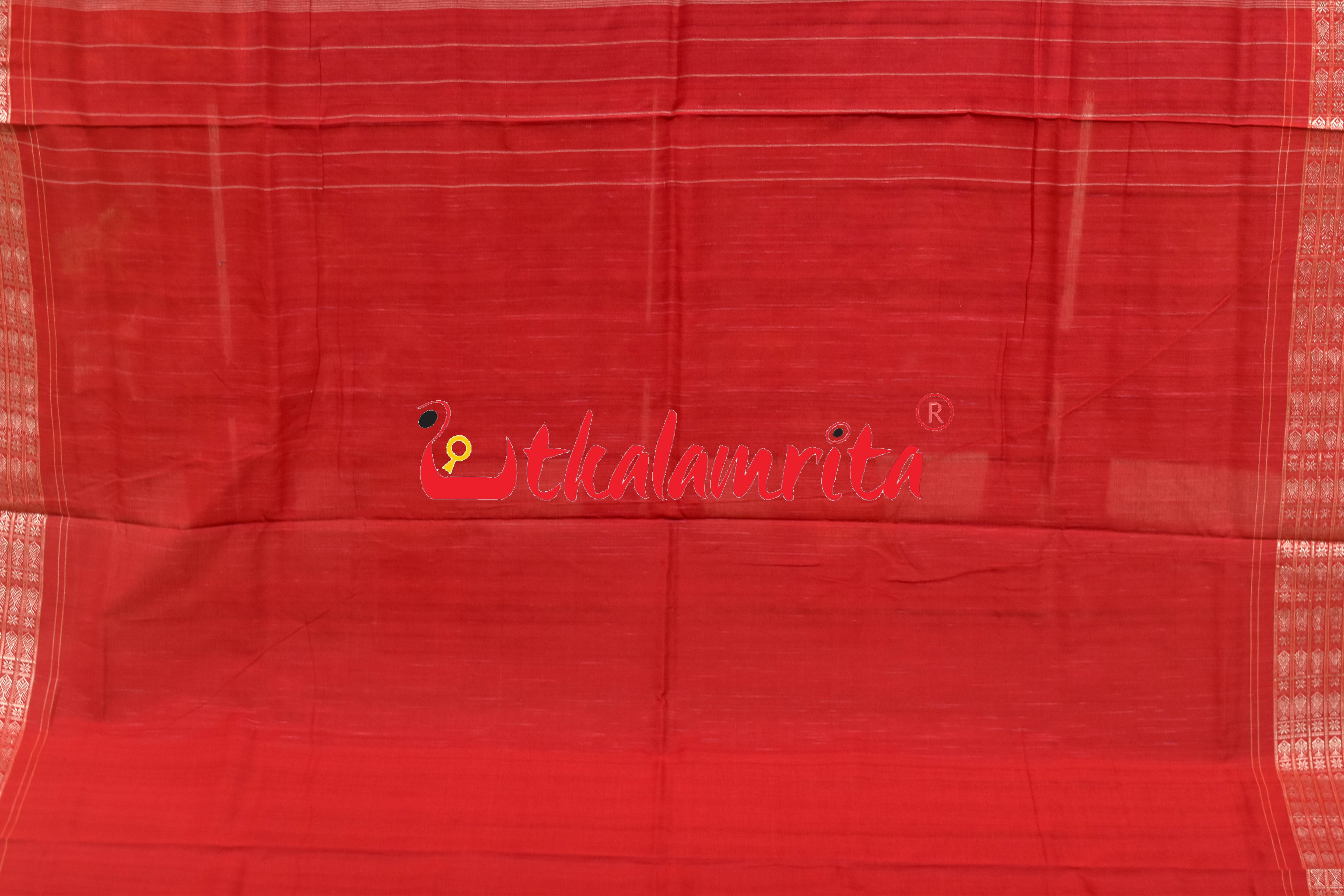Black Red Tribal Scot Sambalpuri Cotton Saree