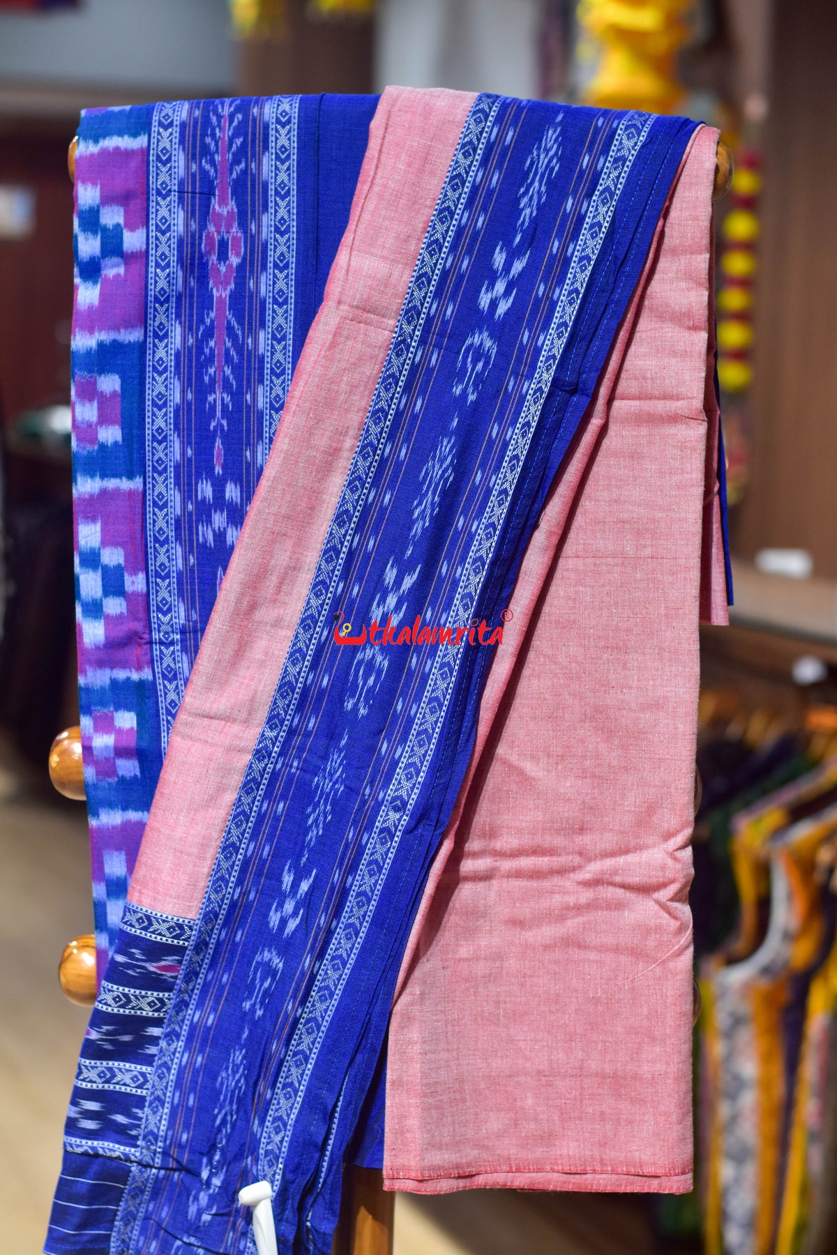 Teal Pink Middle Pasapali Flower Ikat Dress Set