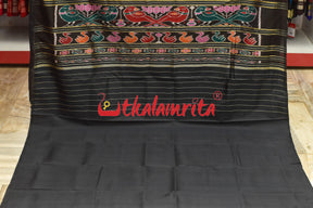 Black Diagonal Pasapali Border Nabarangi Silk Saree