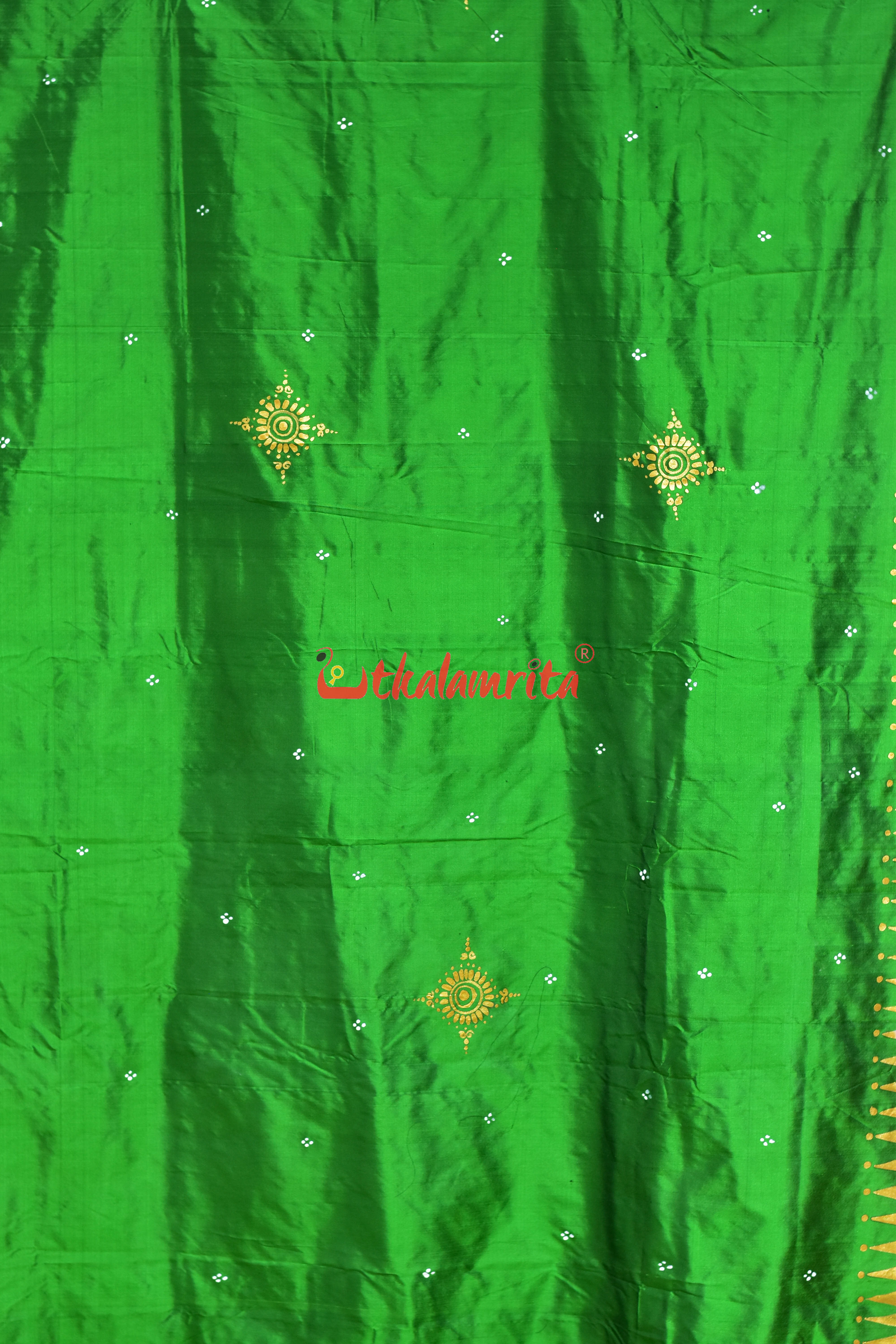 Green Raja Rani Pattachitra Silk Saree
