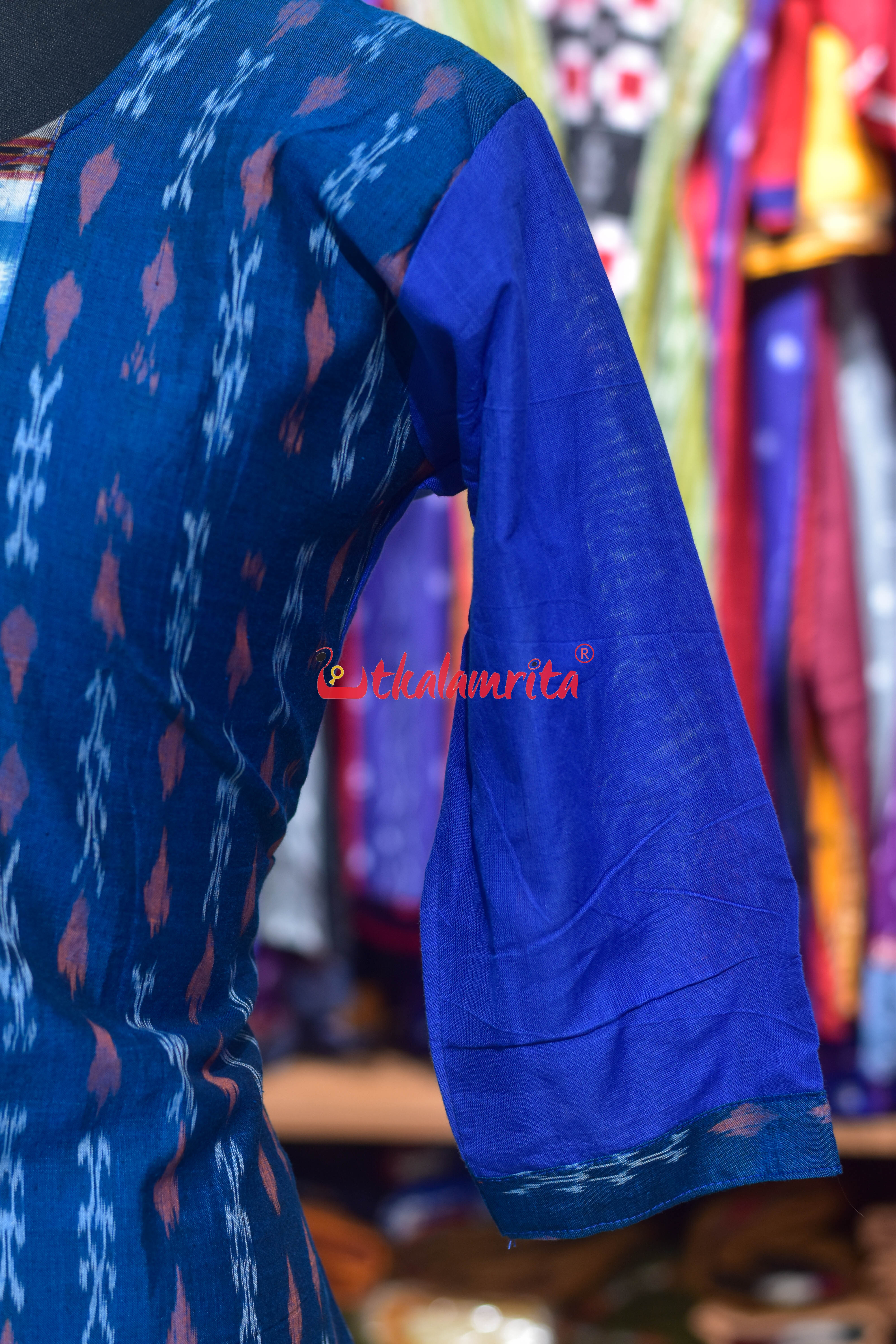 Blue Dots with Middle Pasapali (Ladies' Kurti)