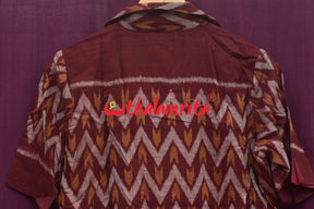 Maroon Waves Collared (Ladies' Short kurta)