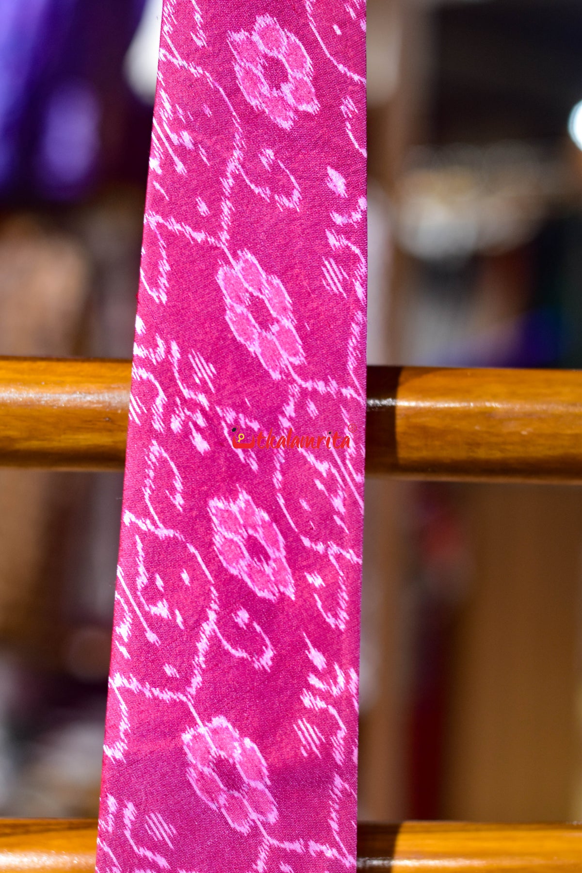 Pink Blooms on Black Sambalpuri Silk (Tie)