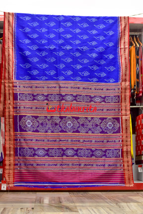 Blue Sankha Khandua Silk Saree