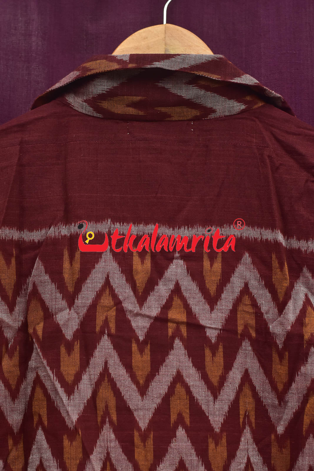 Maroon Waves Collared (Ladies' Short kurta)