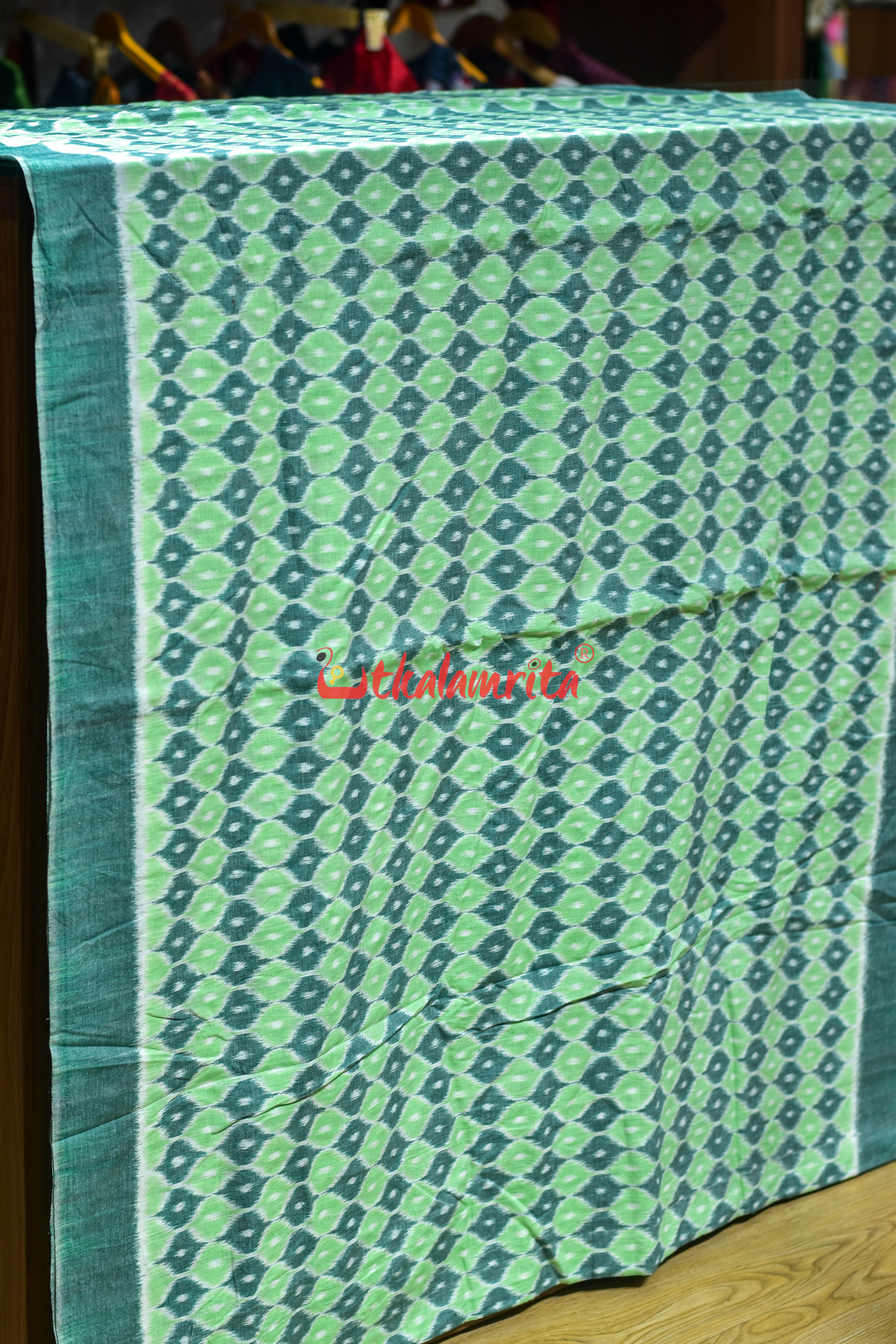 Green 3D Illusions Ikat Cotton (Fabric)
