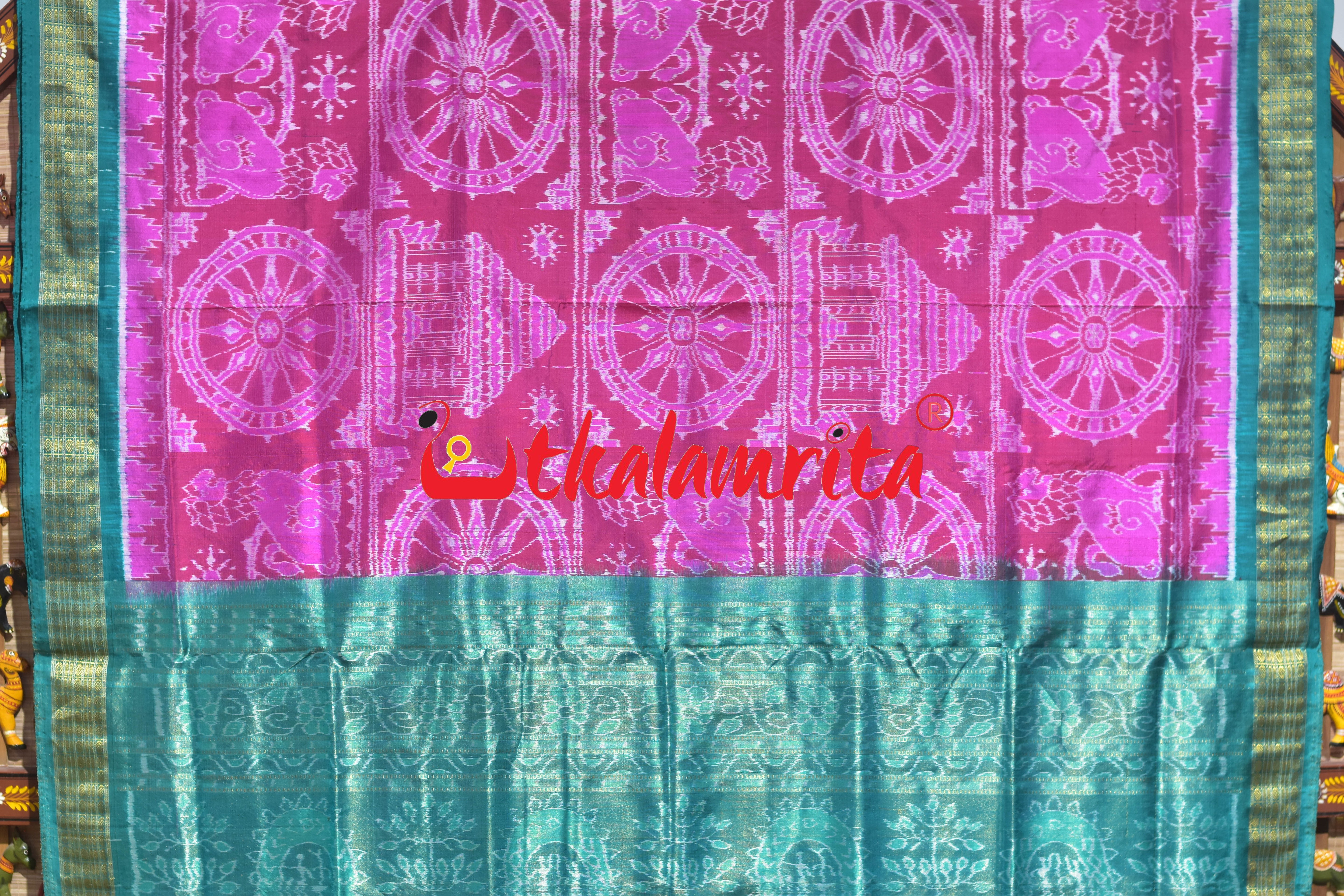 Pink Half Tissue Konark Theme Sambalpuri Silk Saree