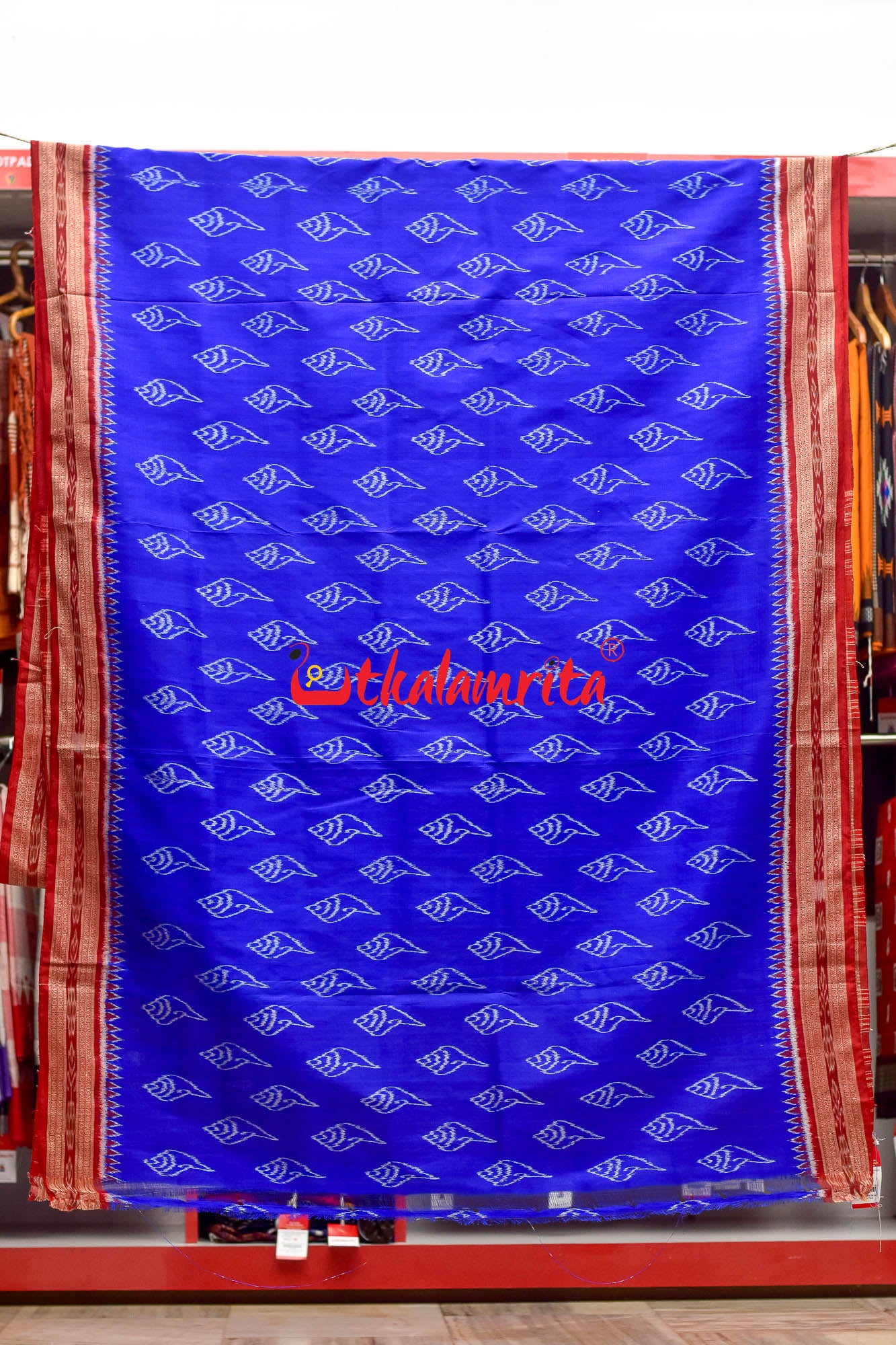 Blue Sankha Khandua Silk Saree