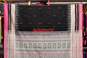 3 Dhadi Black Pink Bomkai Cotton Saree