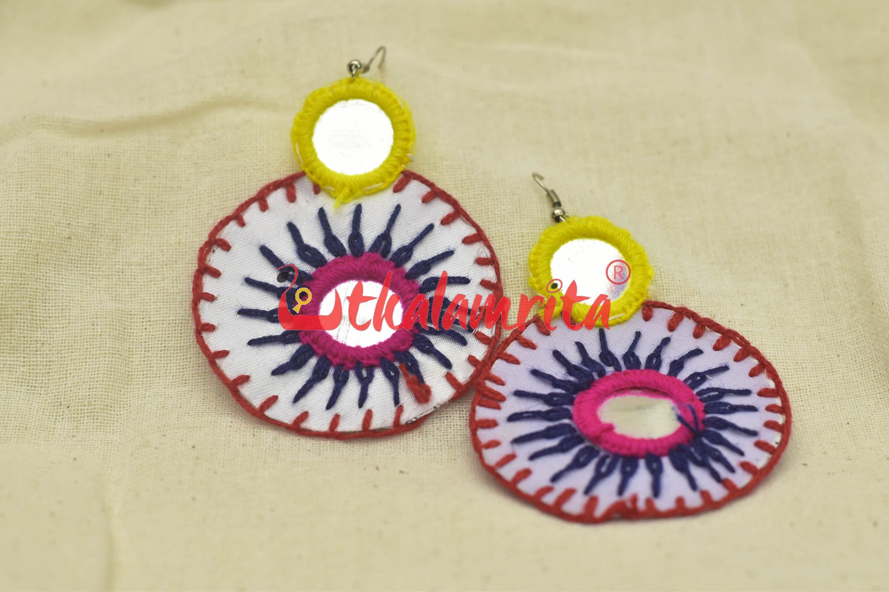 White Rounds (Pipli applique danglers)