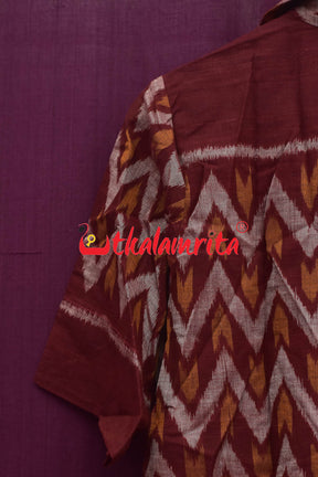 Maroon Waves Collared (Ladies' Short kurta)