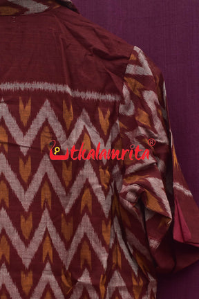 Maroon Waves Collared (Ladies' Short kurta)