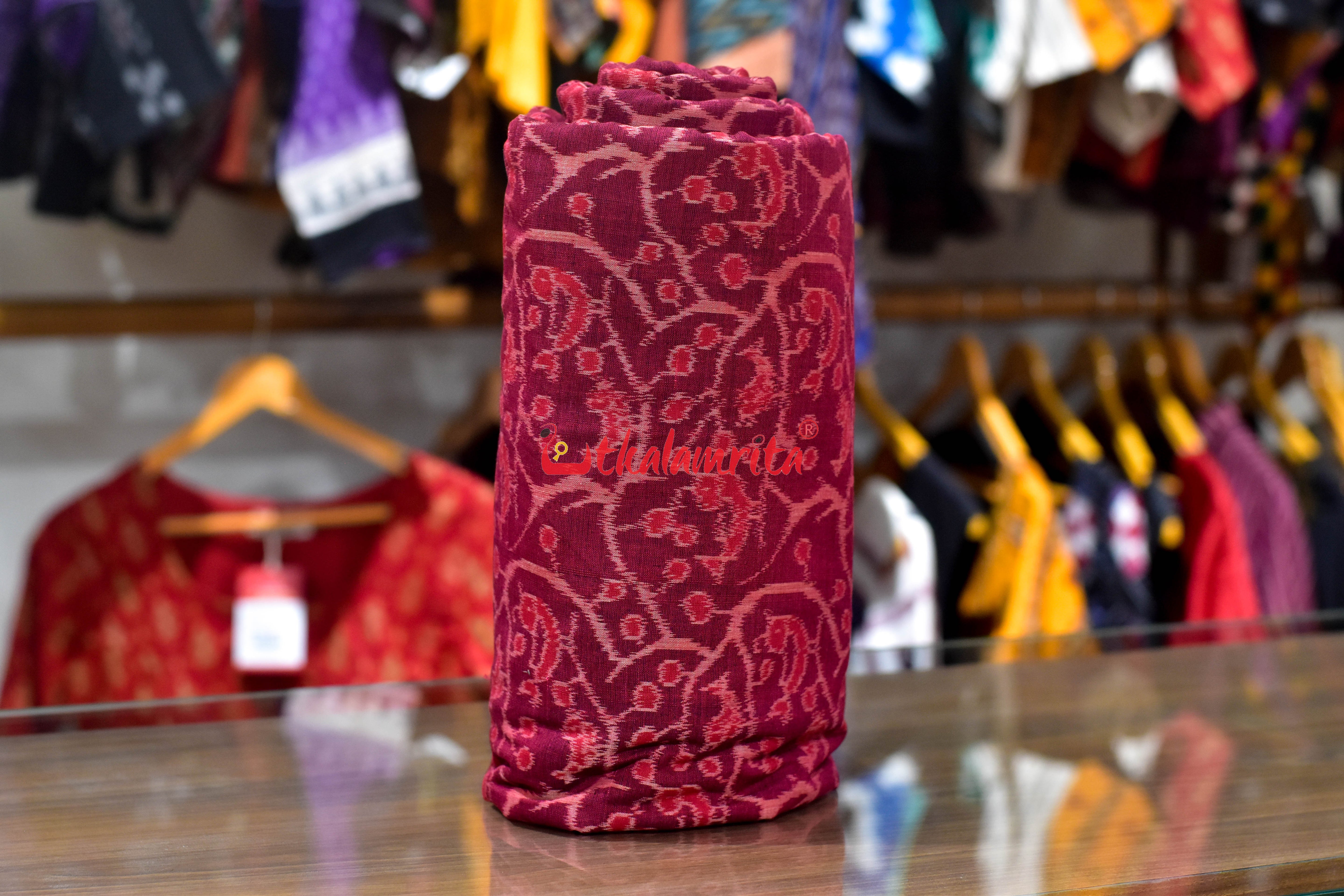 Red Chadhei Sambalpuri Cotton (Fabric)