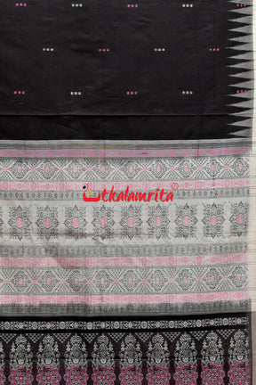 3 Dhadi Black Pink Bomkai Cotton Saree