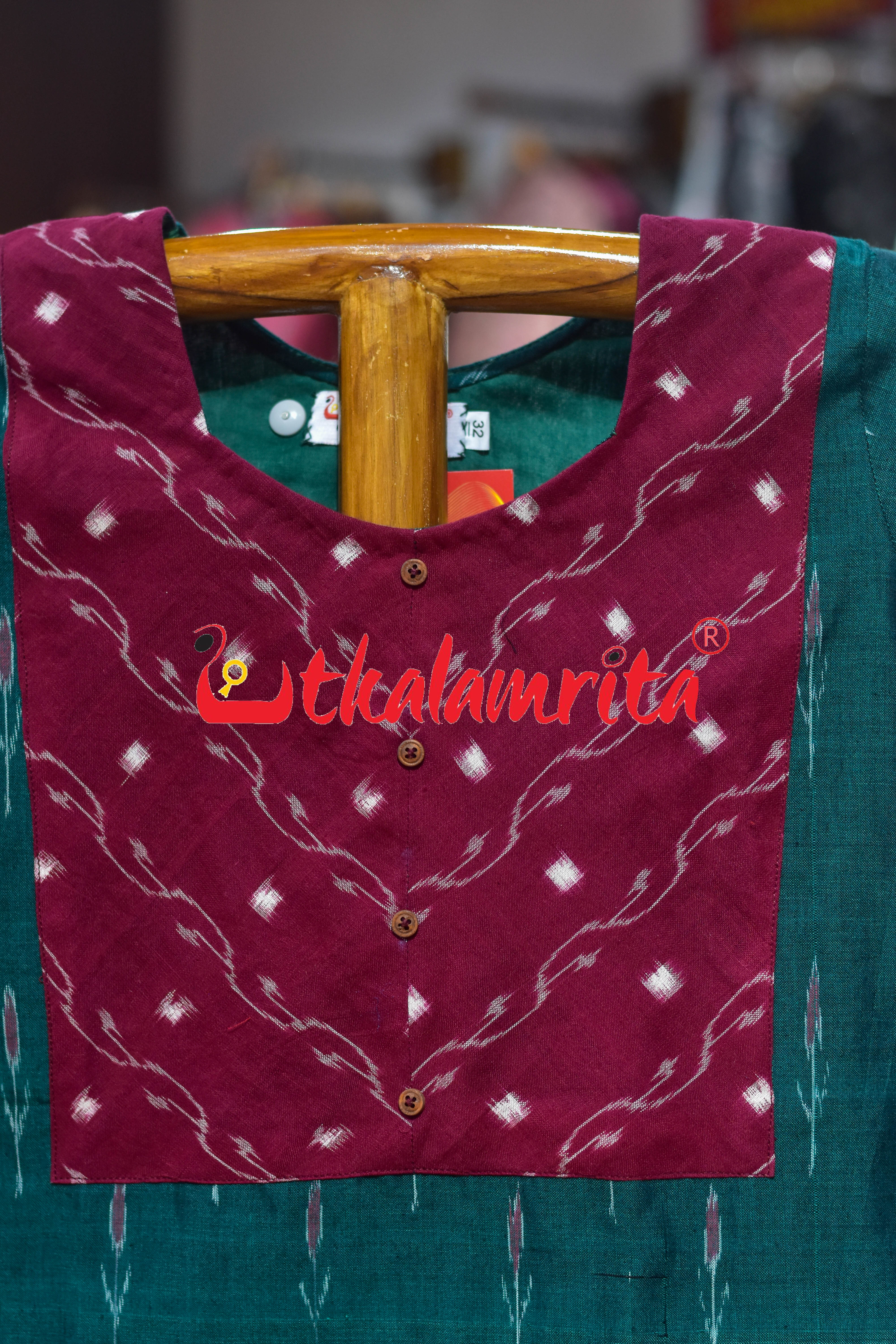 Bottle Green Labanga Bandha Tipa Lata (Ladies' Short Kurti)