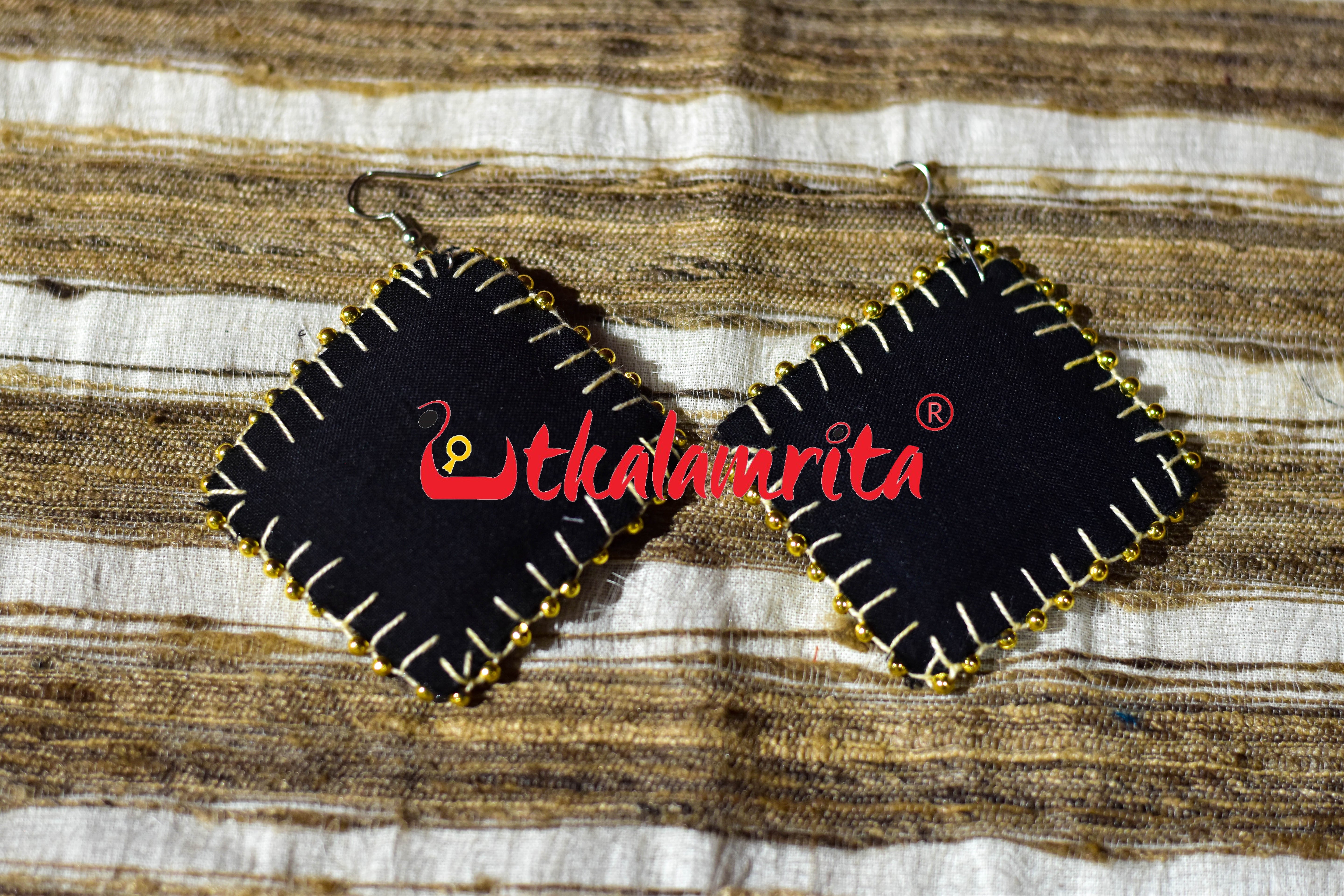 Black Red Pasapali Golden Maali Earrings