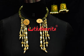 Quirky Necklace Made With Handloom Fabric Set