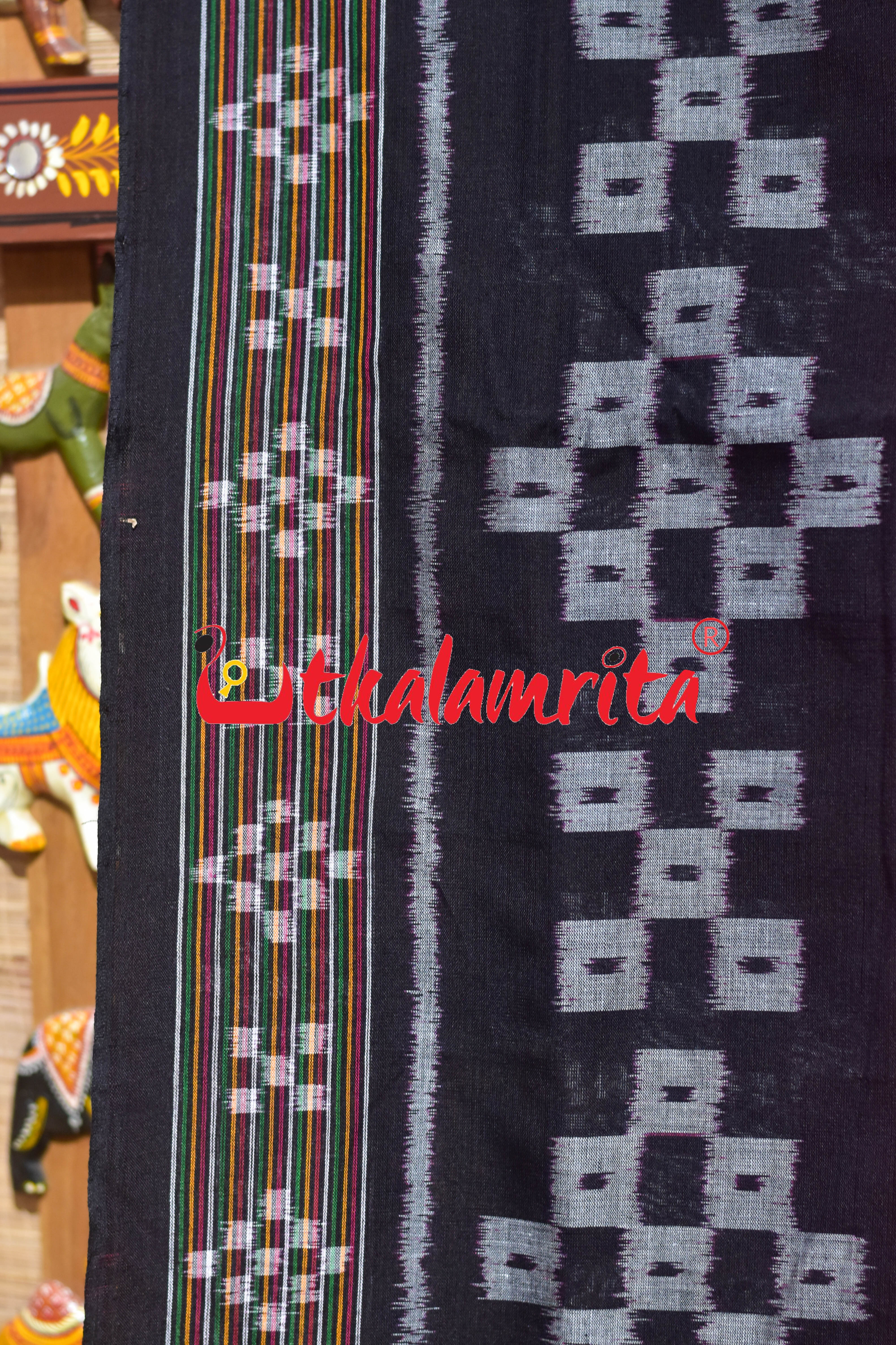 Red Black Pasapali Scot Khandua Cotton Saree