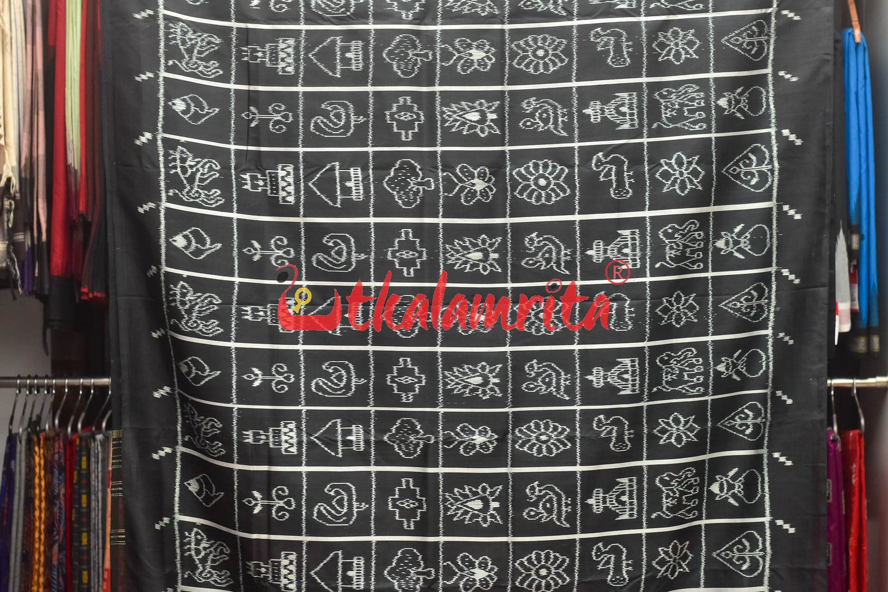 Black Diagonal Pasapali Border Nabarangi Silk Saree