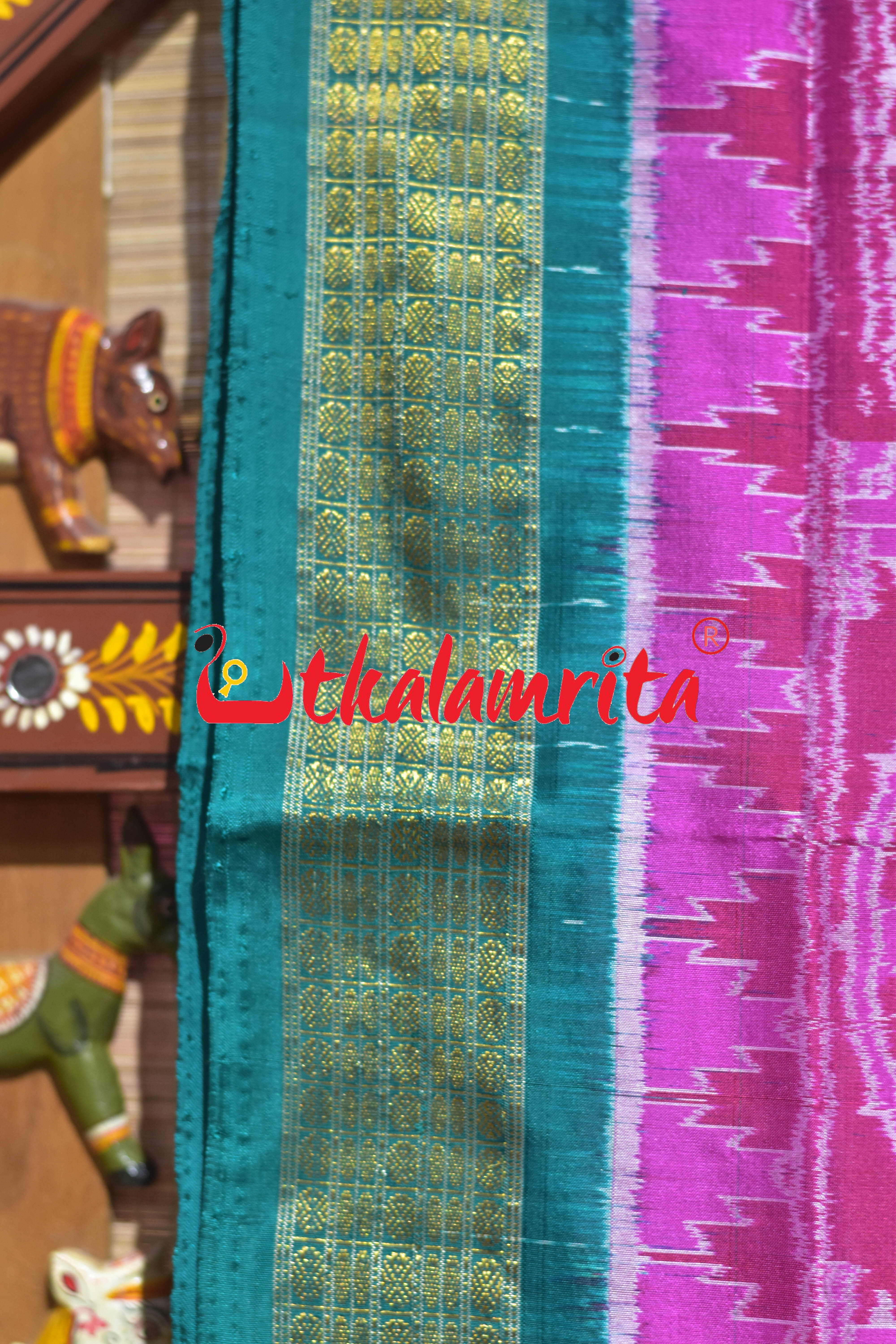 Pink Half Tissue Konark Theme Sambalpuri Silk Saree
