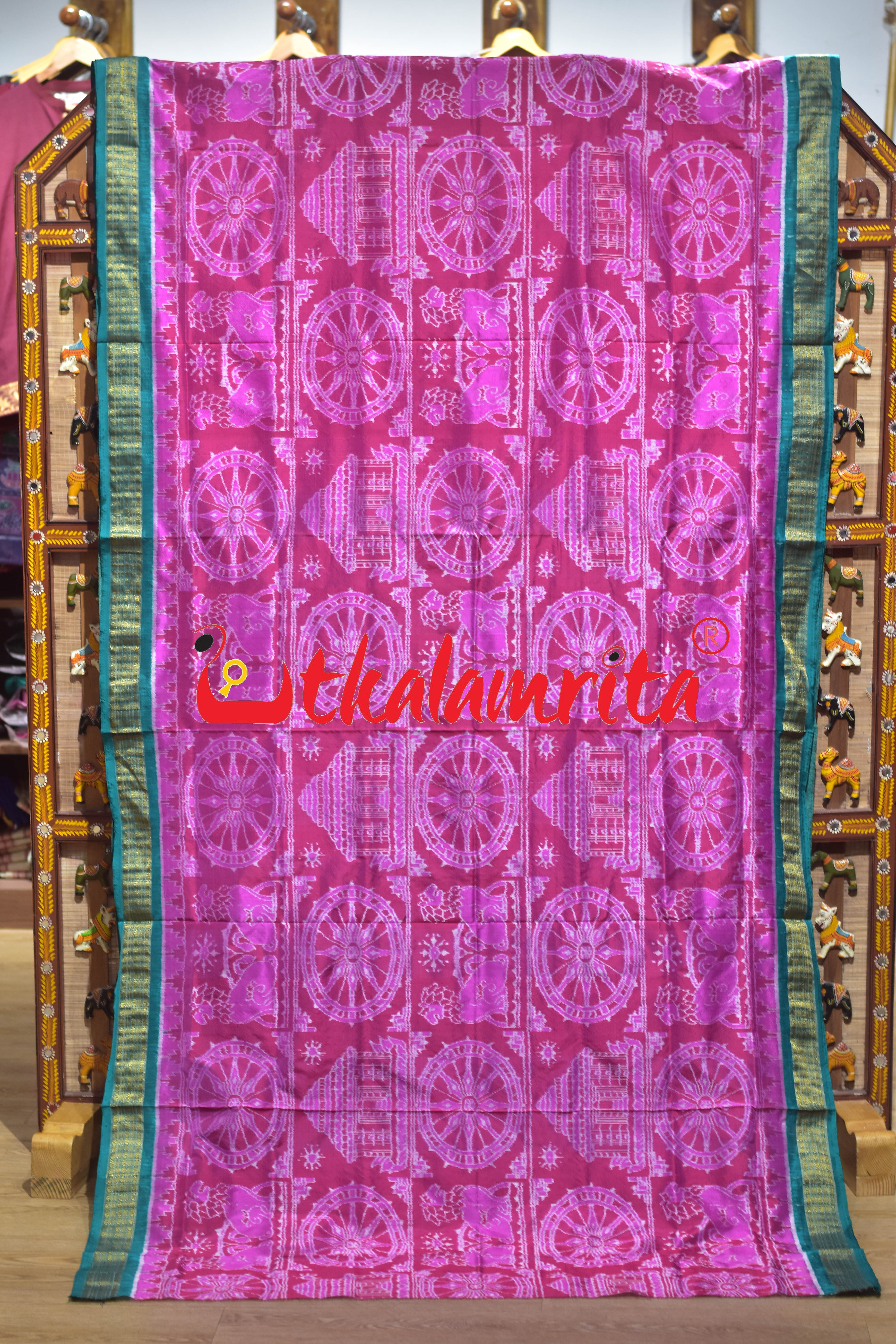 Pink Half Tissue Konark Theme Sambalpuri Silk Saree
