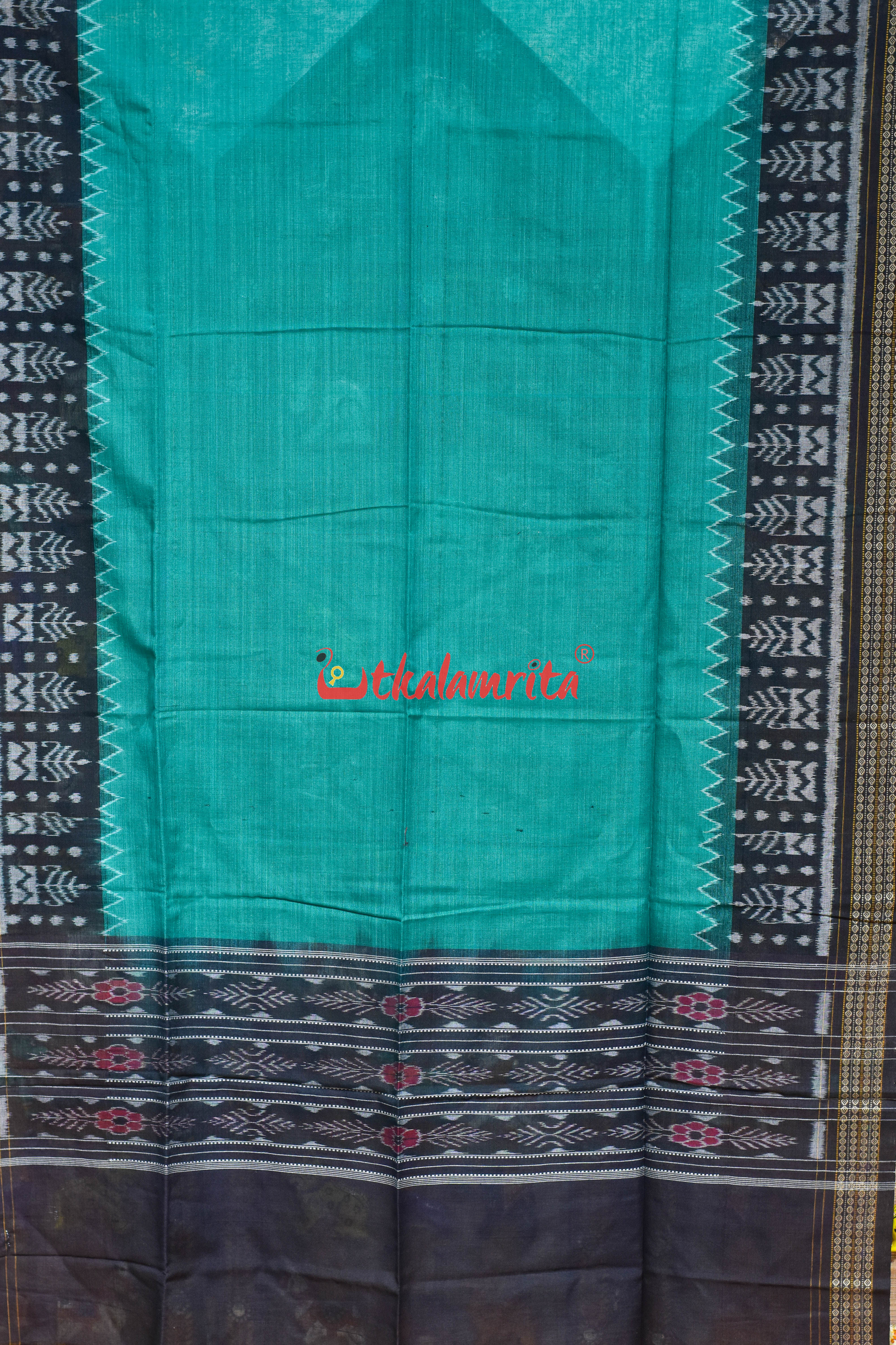 Sea Green Black Tree Border Cotton (Dupatta)