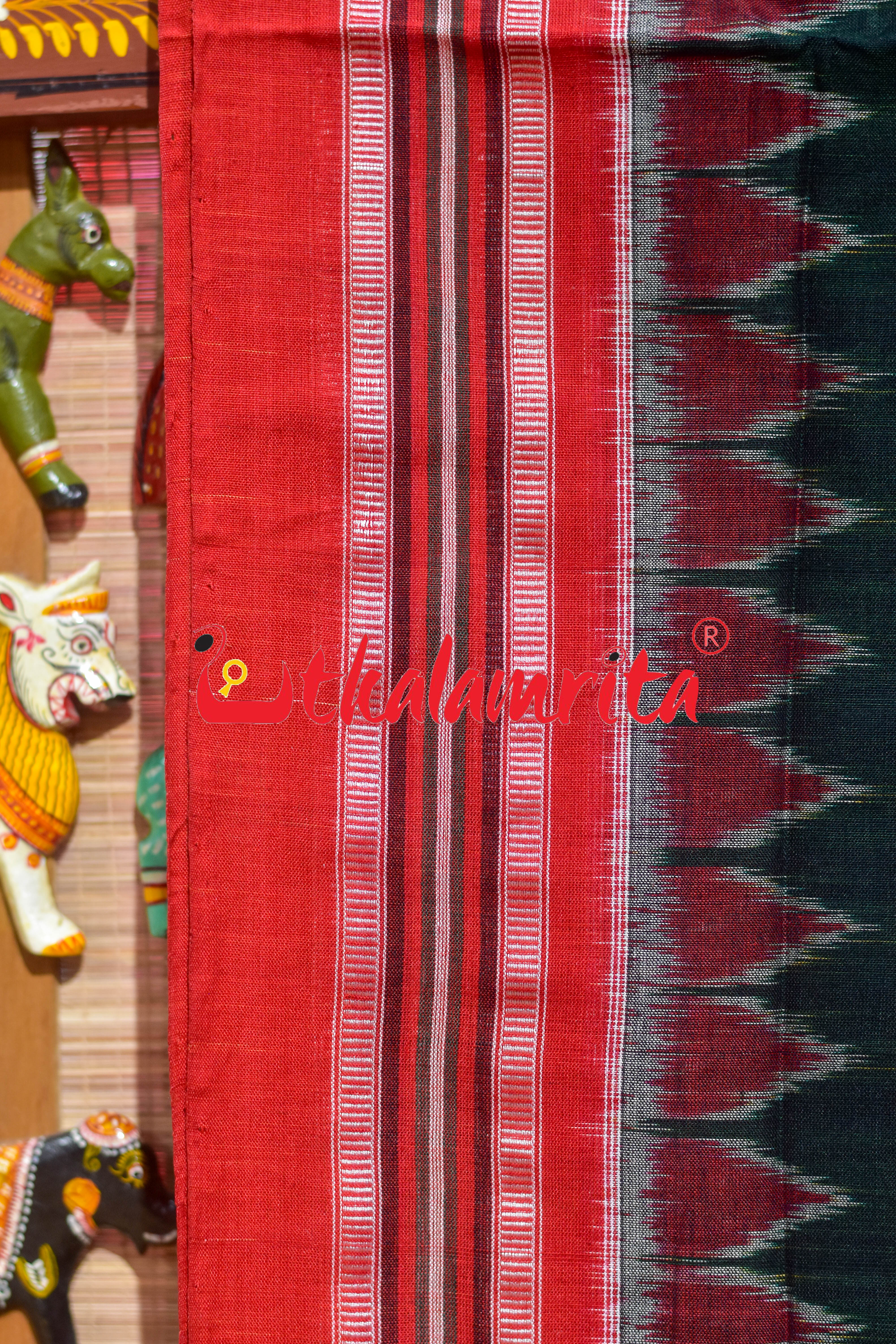 Green Chhatu Design Khandua Cotton Saree