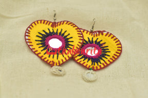 Yellow Hearts Single Mirrors (Pipli applique danglers)