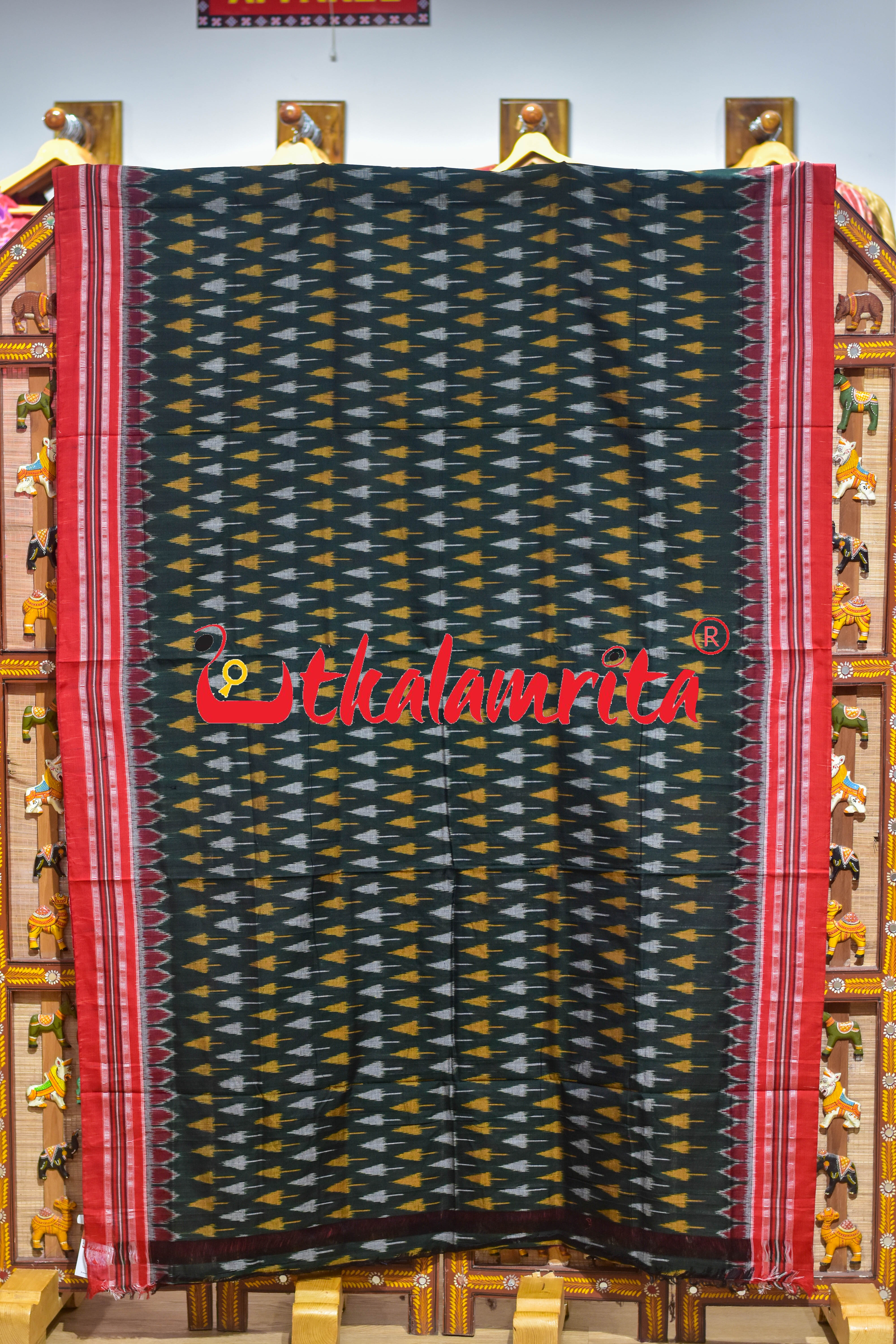 Green Chhatu Design Khandua Cotton Saree