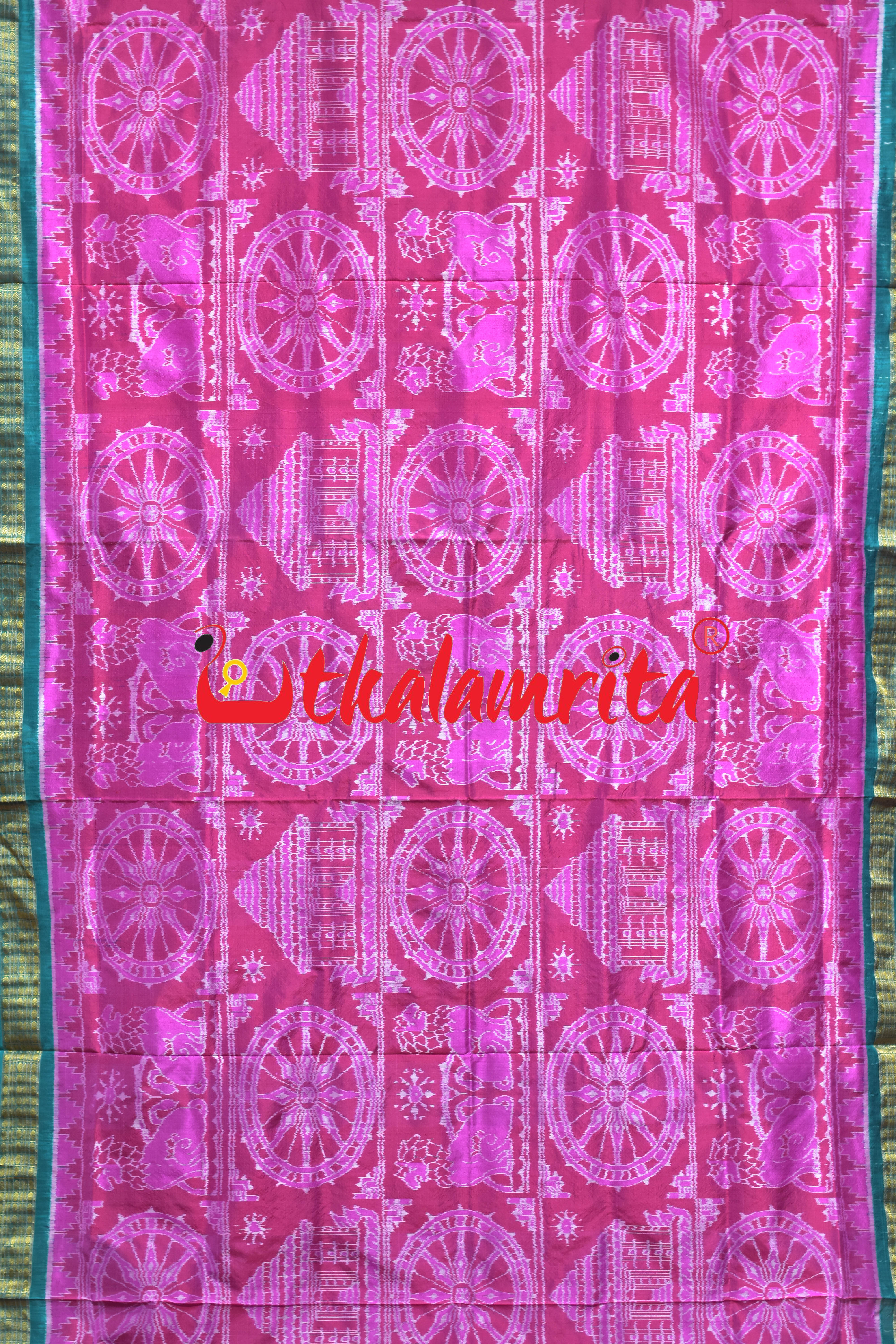 Pink Half Tissue Konark Theme Sambalpuri Silk Saree