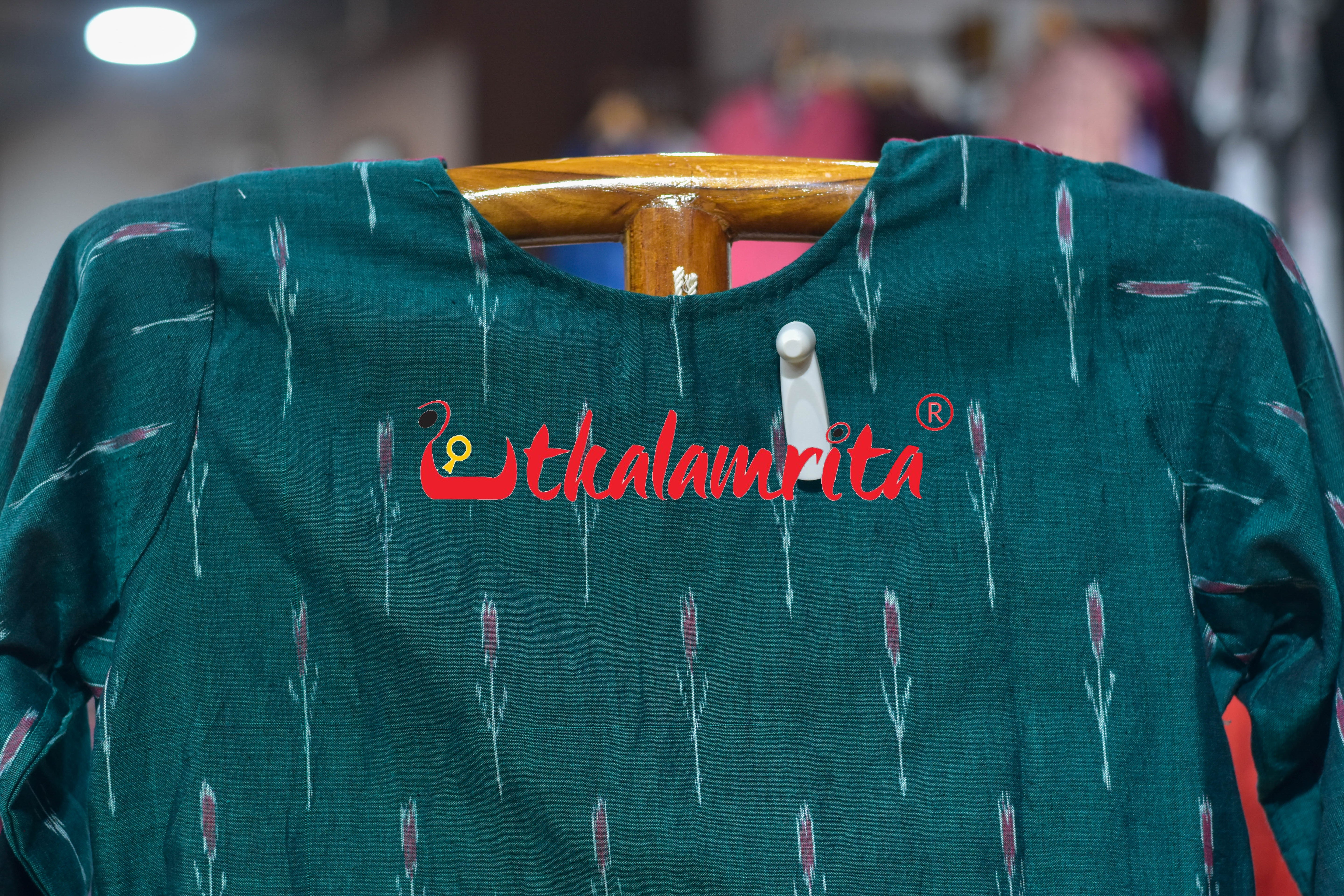 Bottle Green Labanga Bandha Tipa Lata (Ladies' Short Kurti)