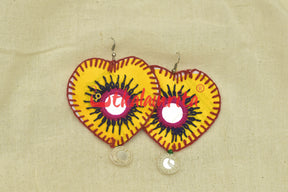 Yellow Hearts Single Mirrors (Pipli applique danglers)