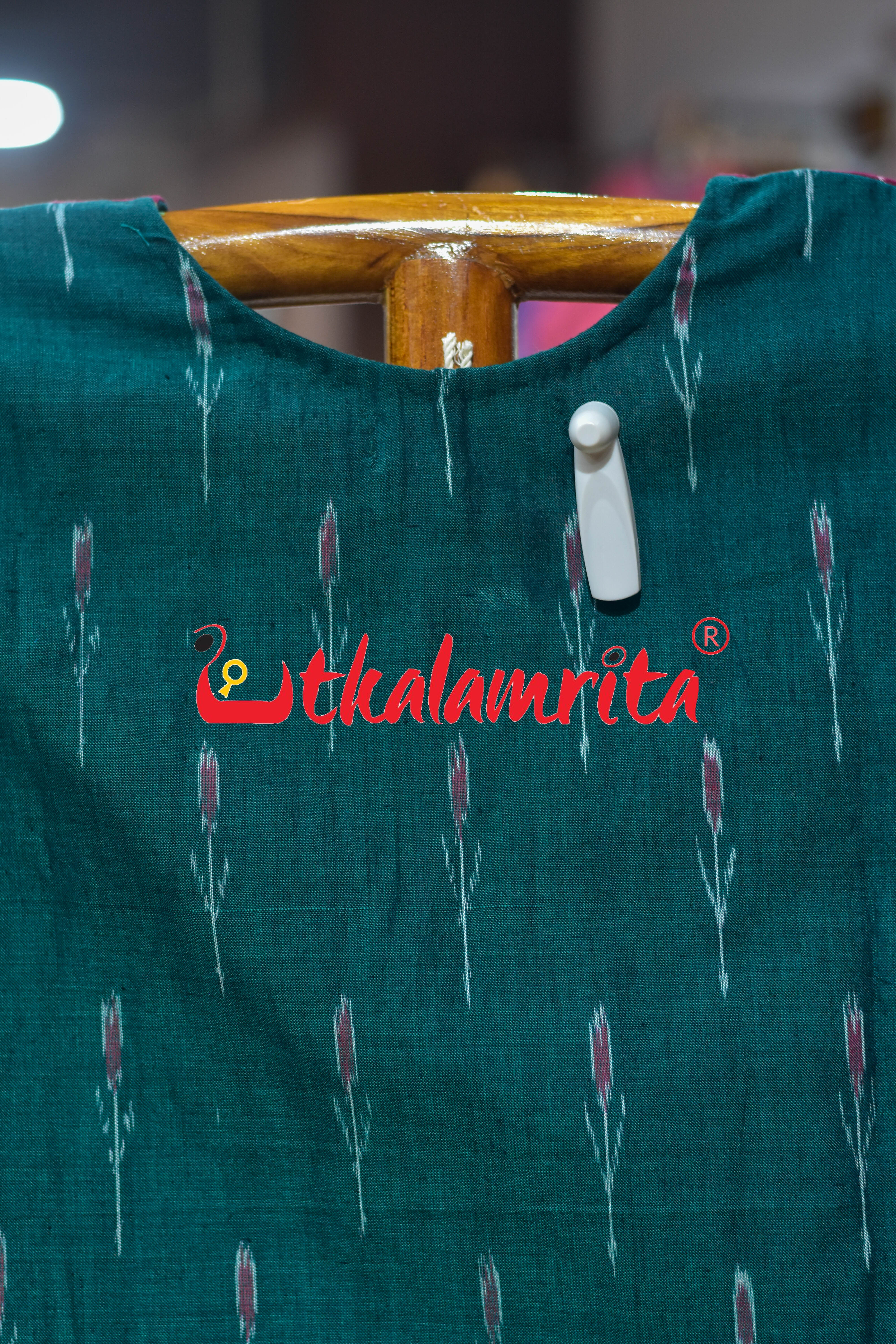 Bottle Green Labanga Bandha Tipa Lata (Ladies' Short Kurti)
