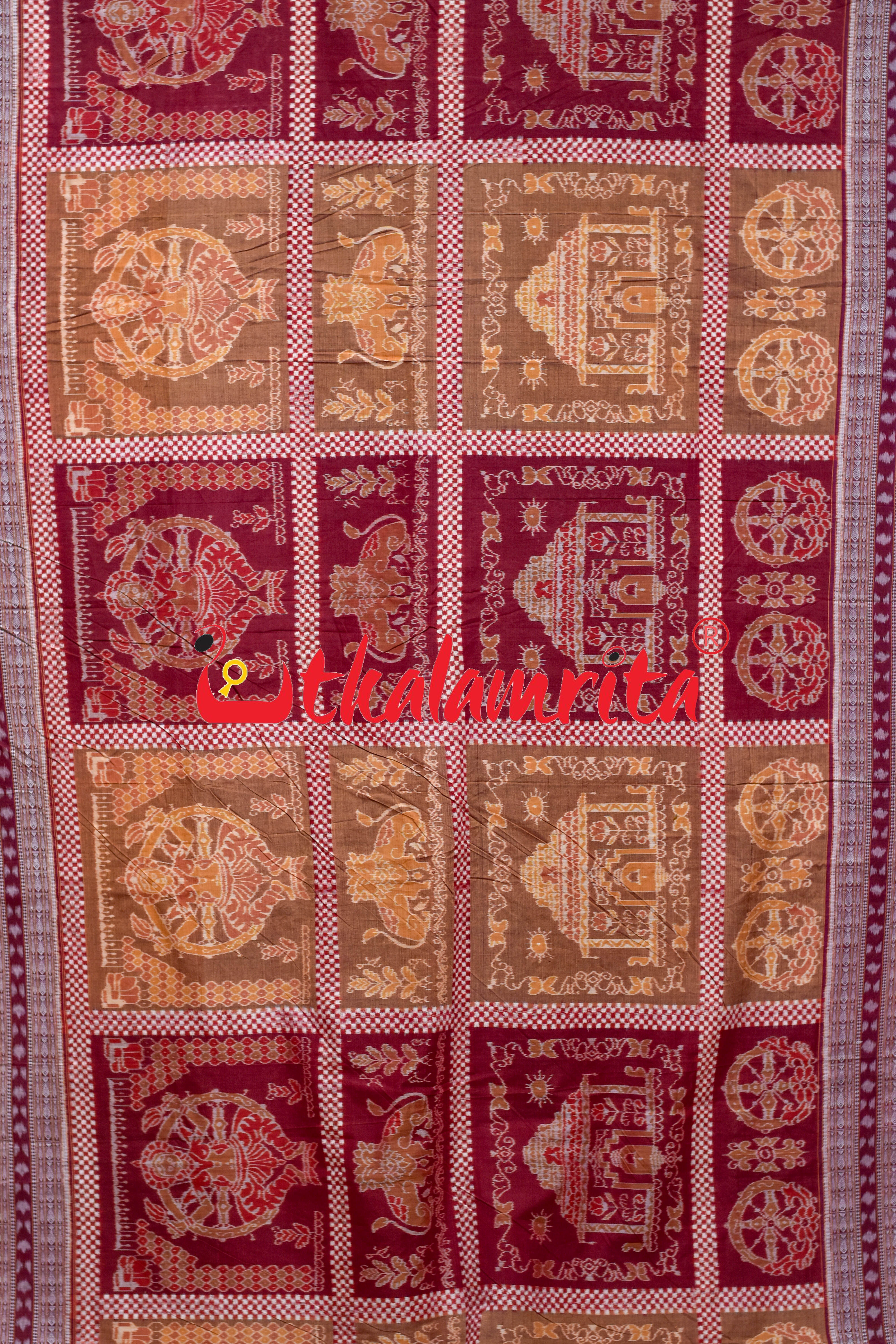 Brown Maroon Special Sambalpuri Cotton Saree