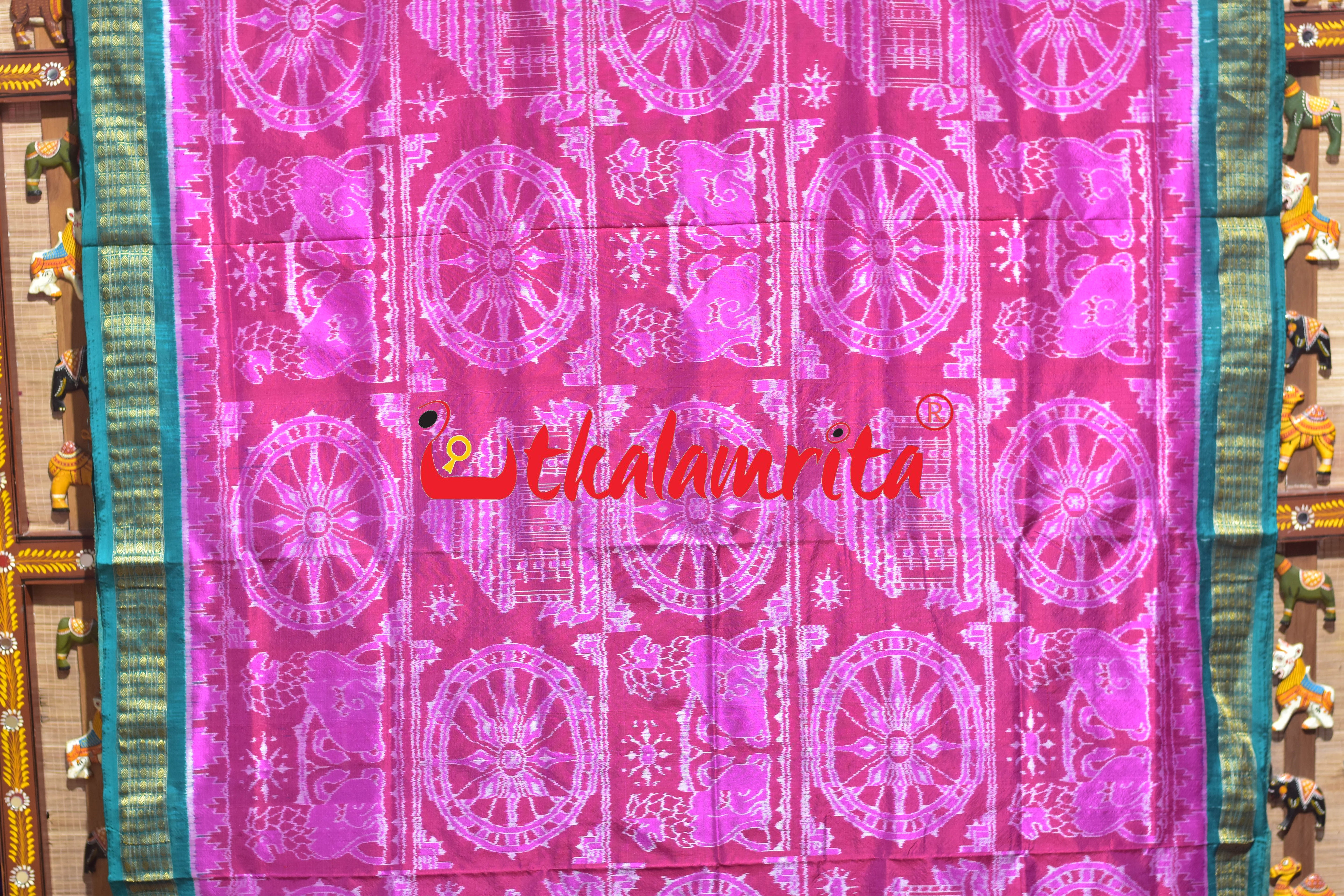 Pink Half Tissue Konark Theme Sambalpuri Silk Saree