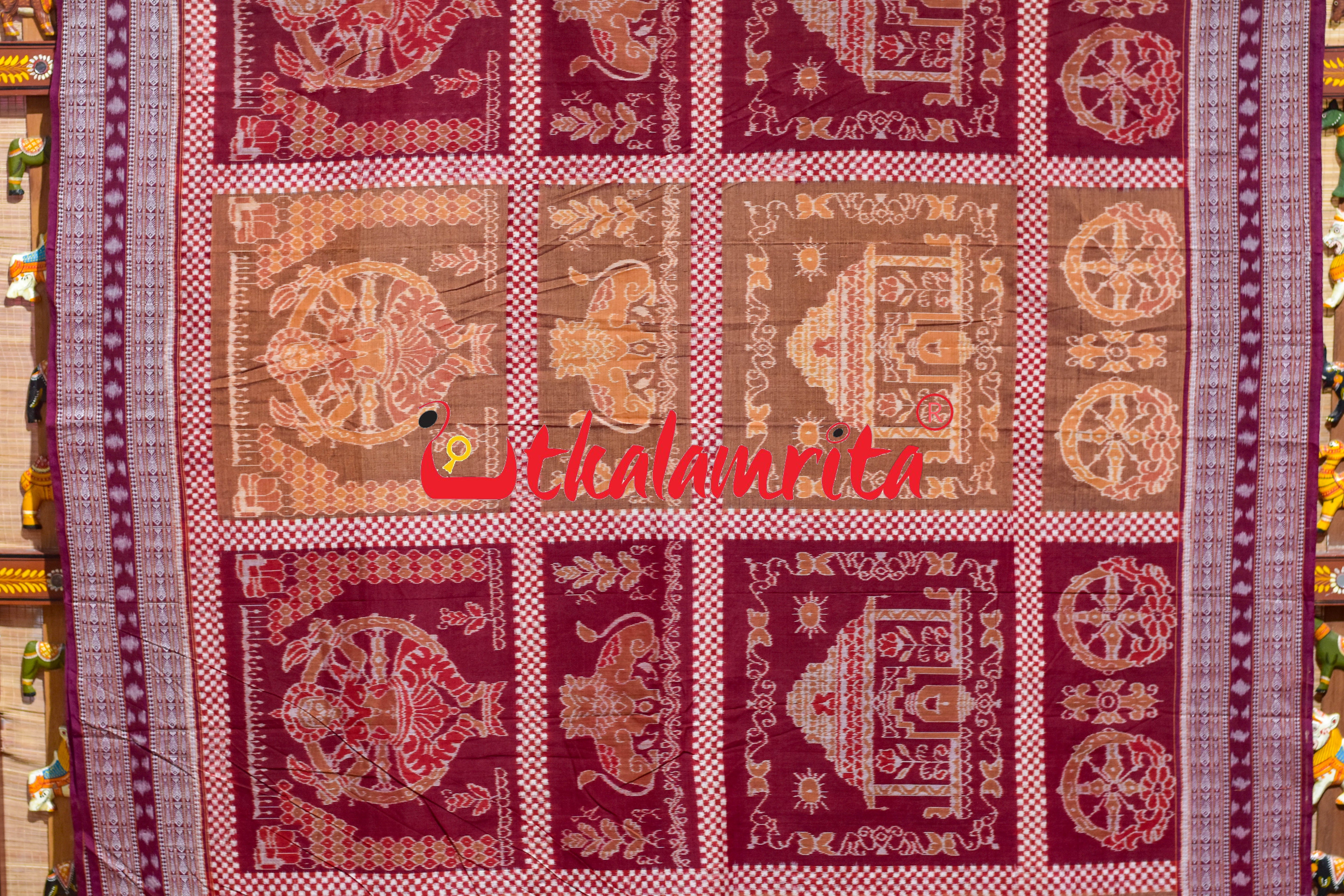 Brown Maroon Special Sambalpuri Cotton Saree