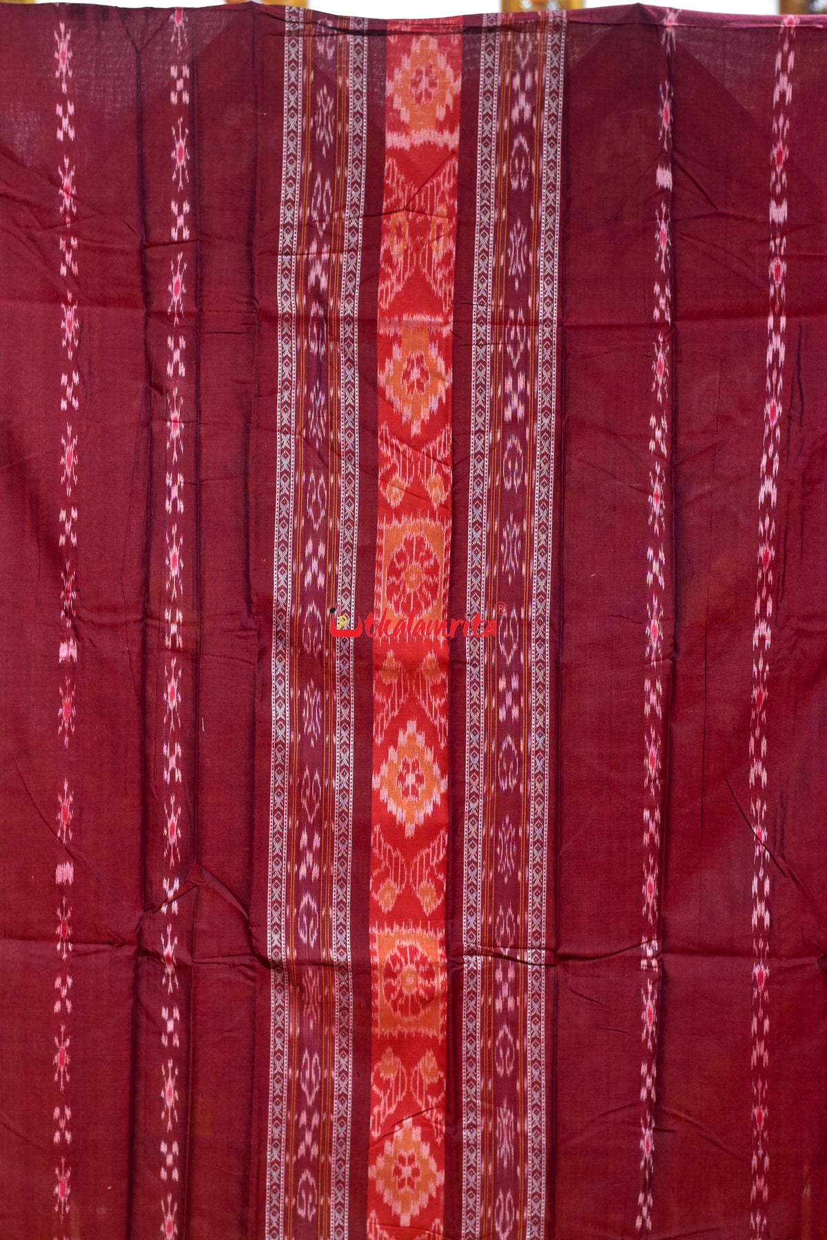 Maroon Yellow Middle Sankha Chakra Design Dress Set