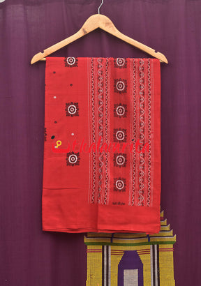 Red with Black Flower Bomkai Dress Set