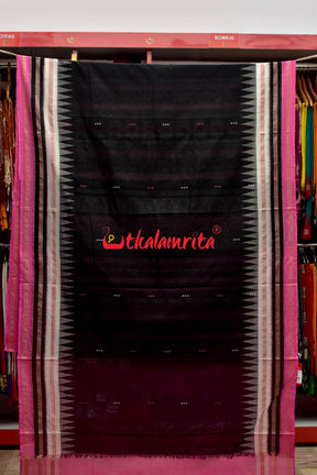 3 Dhadi Black Pink Bomkai Cotton Saree