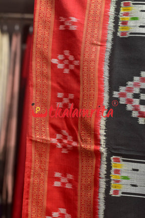 Black Nabarangi Red Pasapali Border Khandua Silk Saree