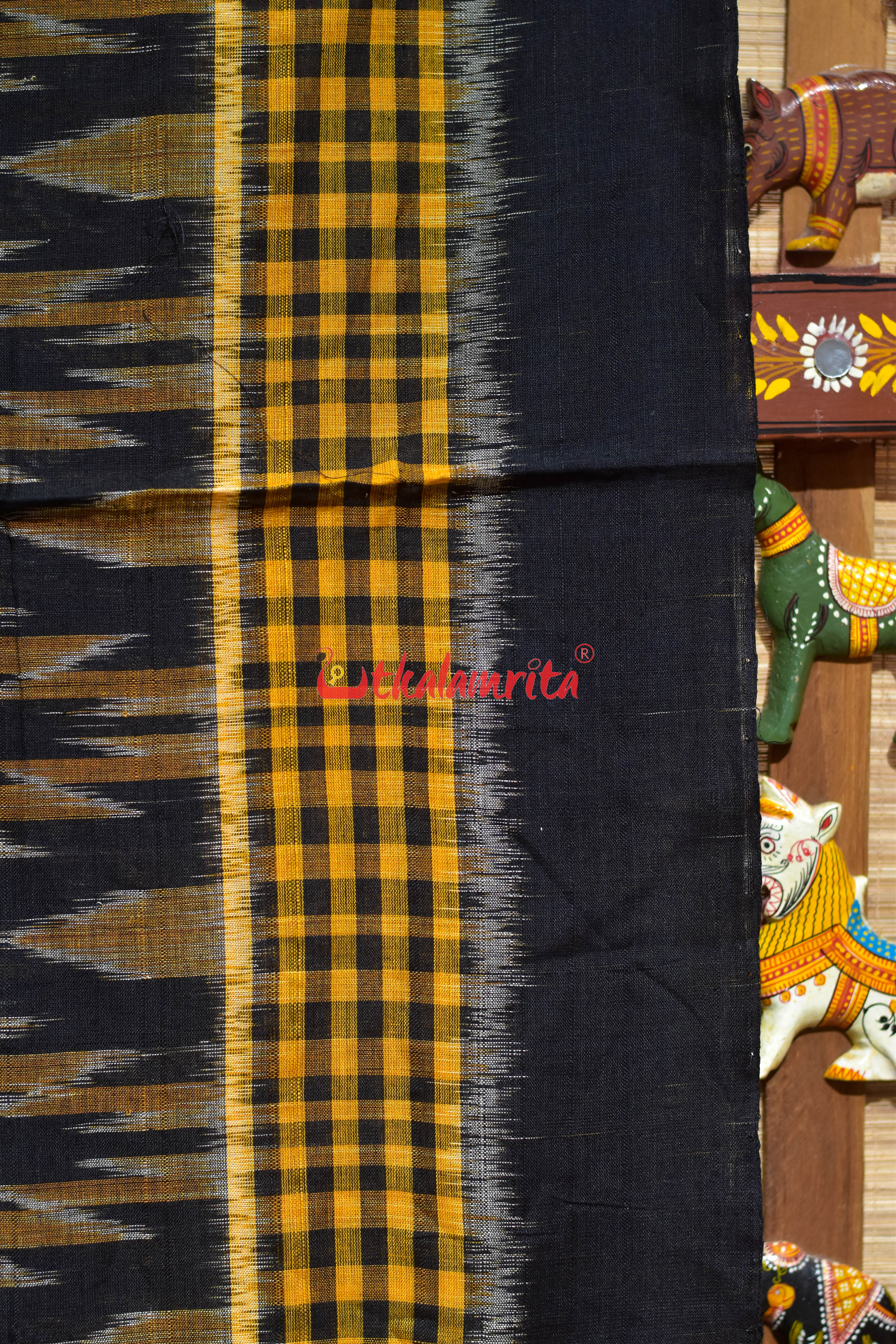 Special kargil Yellow Black Khandua Cotton Saree