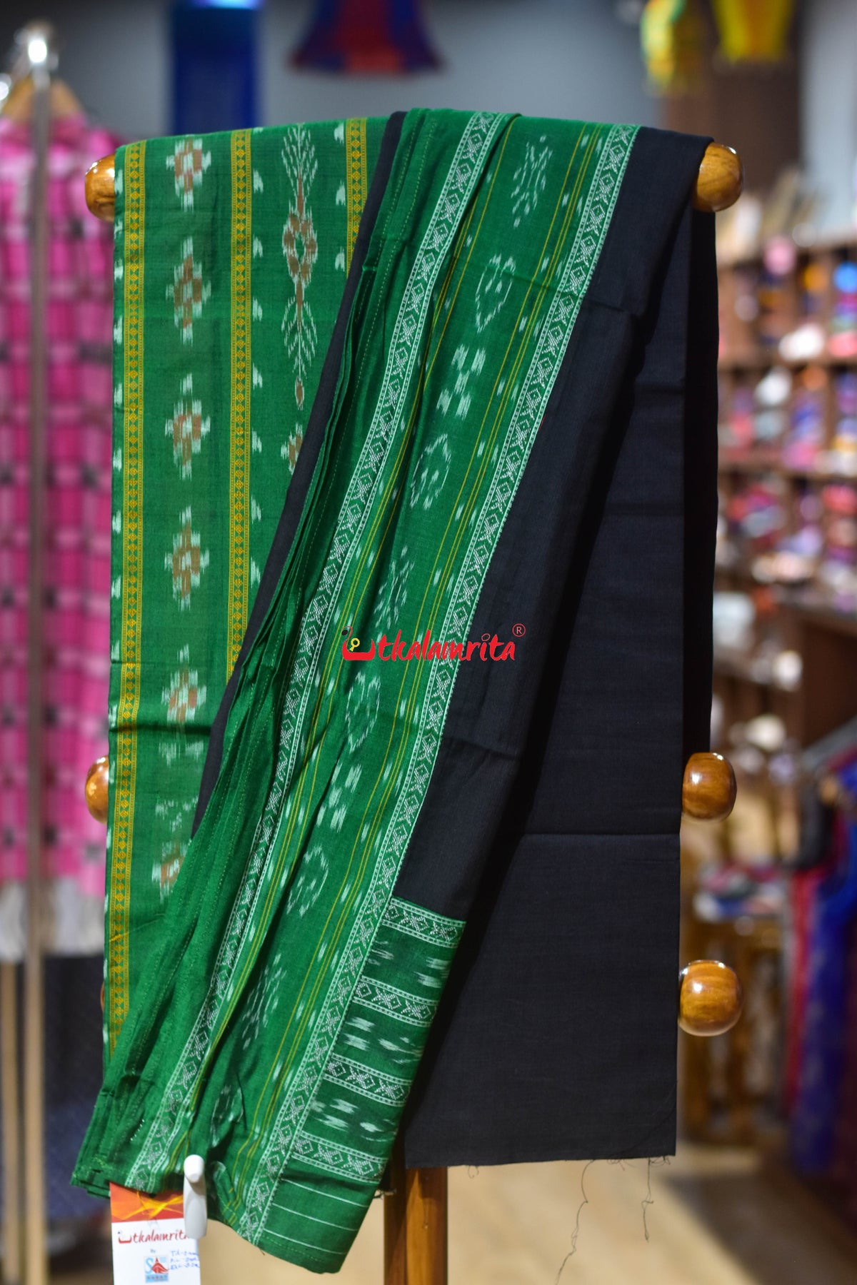Light Green Black Pasapali Long Flower Dress Set