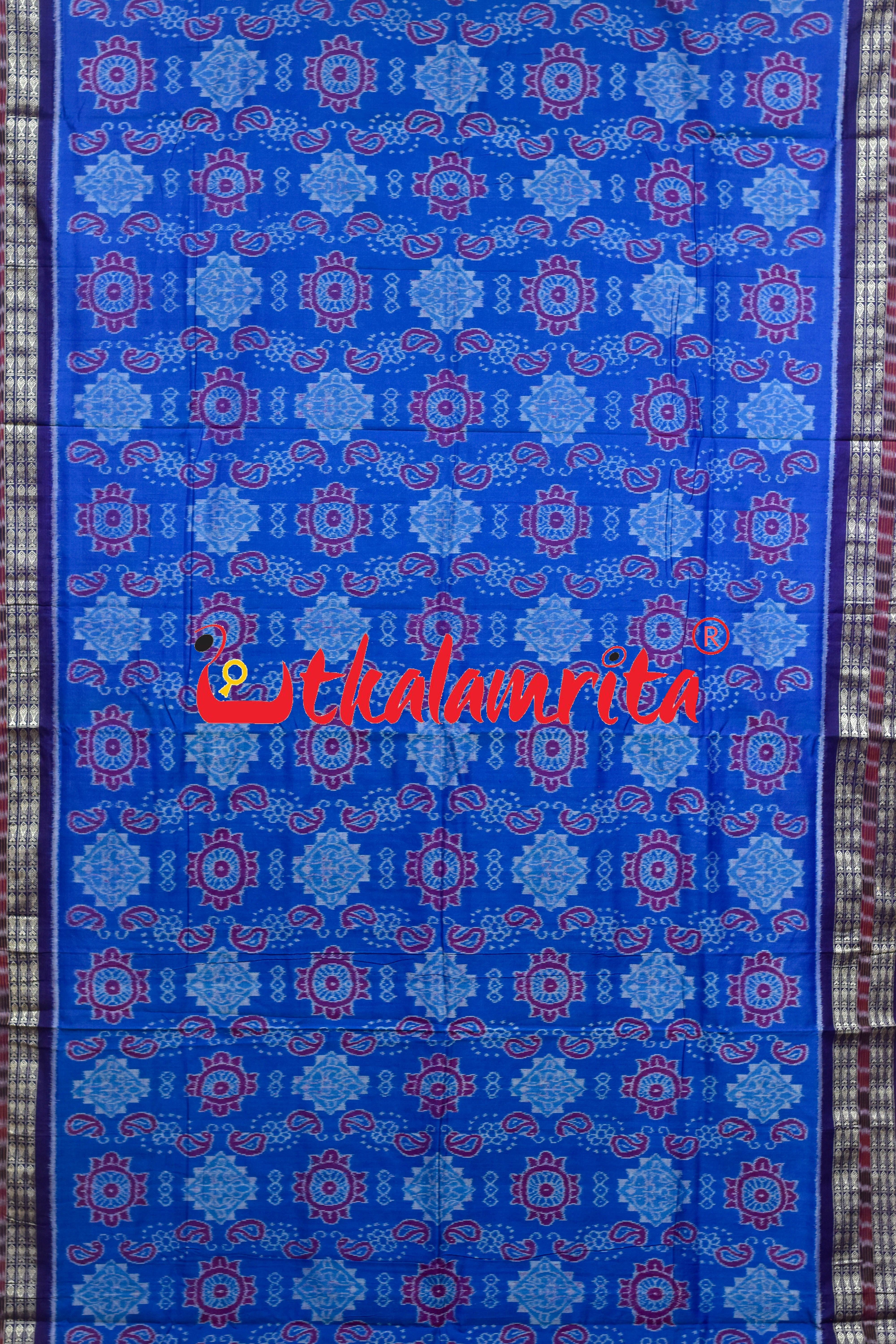 Blue Purple Double Mayura Sambalpuri Cotton Saree
