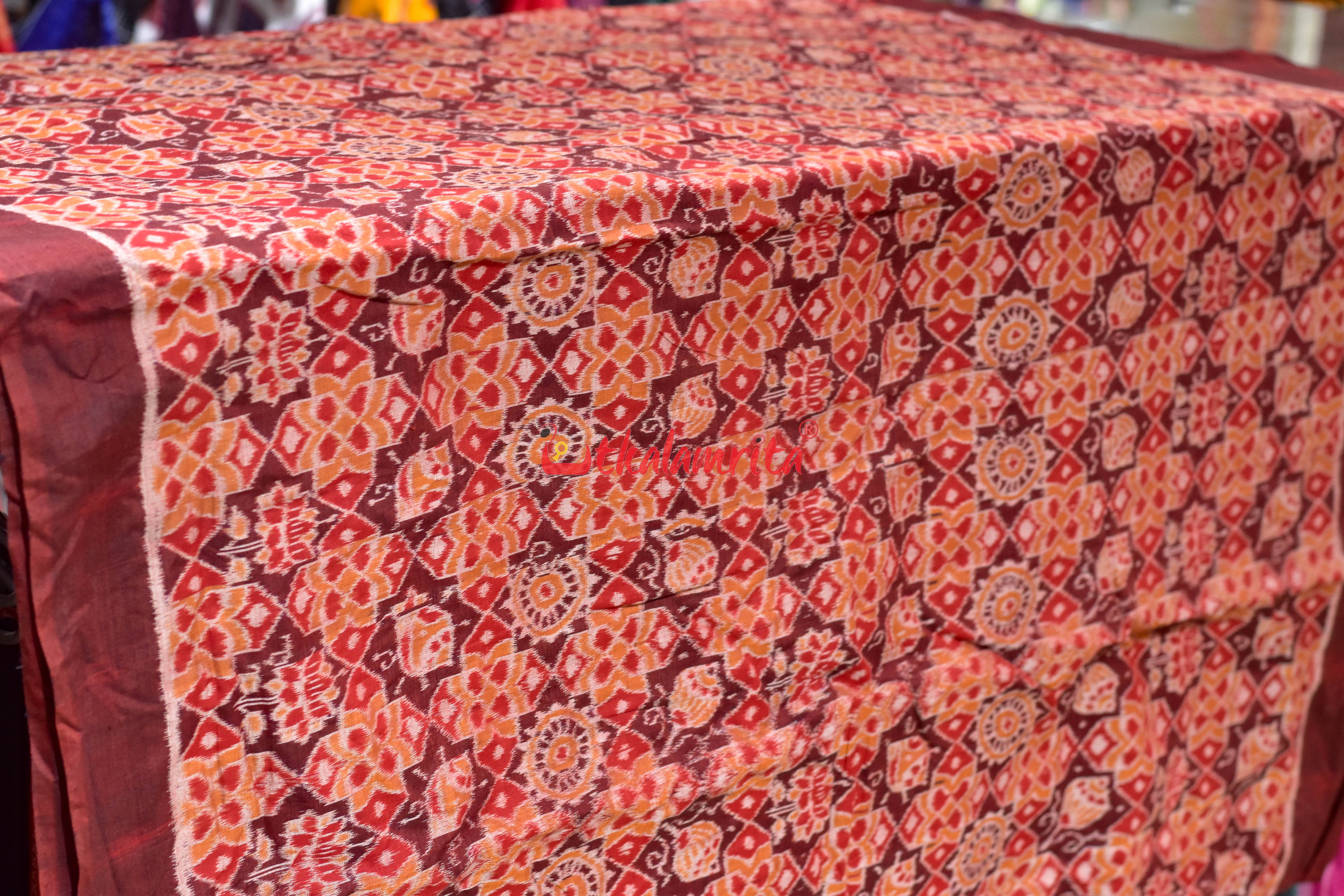 Rust Padma Chakra Special Sambalpuri Cotton (Fabric)