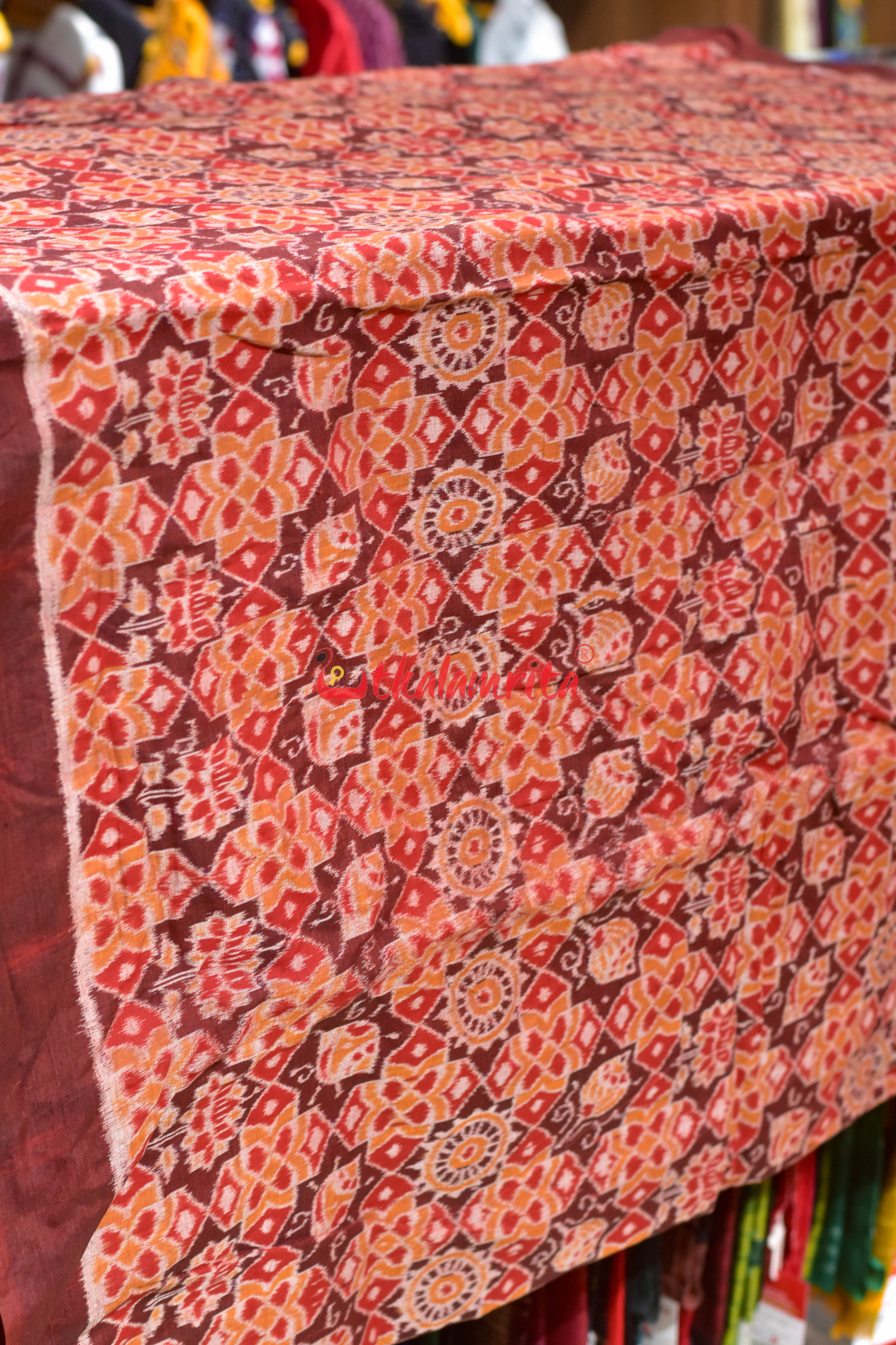 Rust Padma Chakra Special Sambalpuri Cotton (Fabric)
