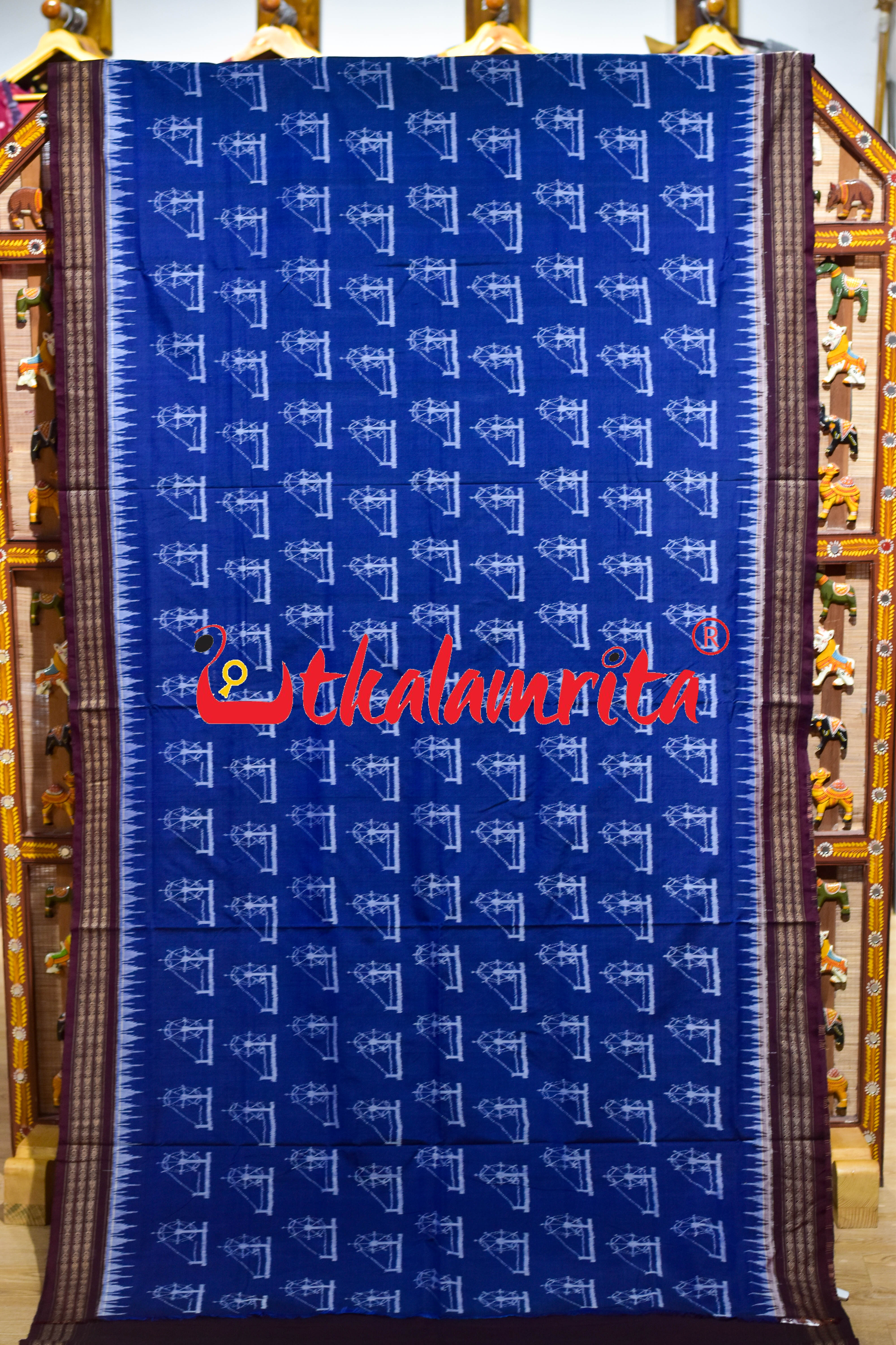 Blue Maroon Arata Sambalpuri Cotton Saree