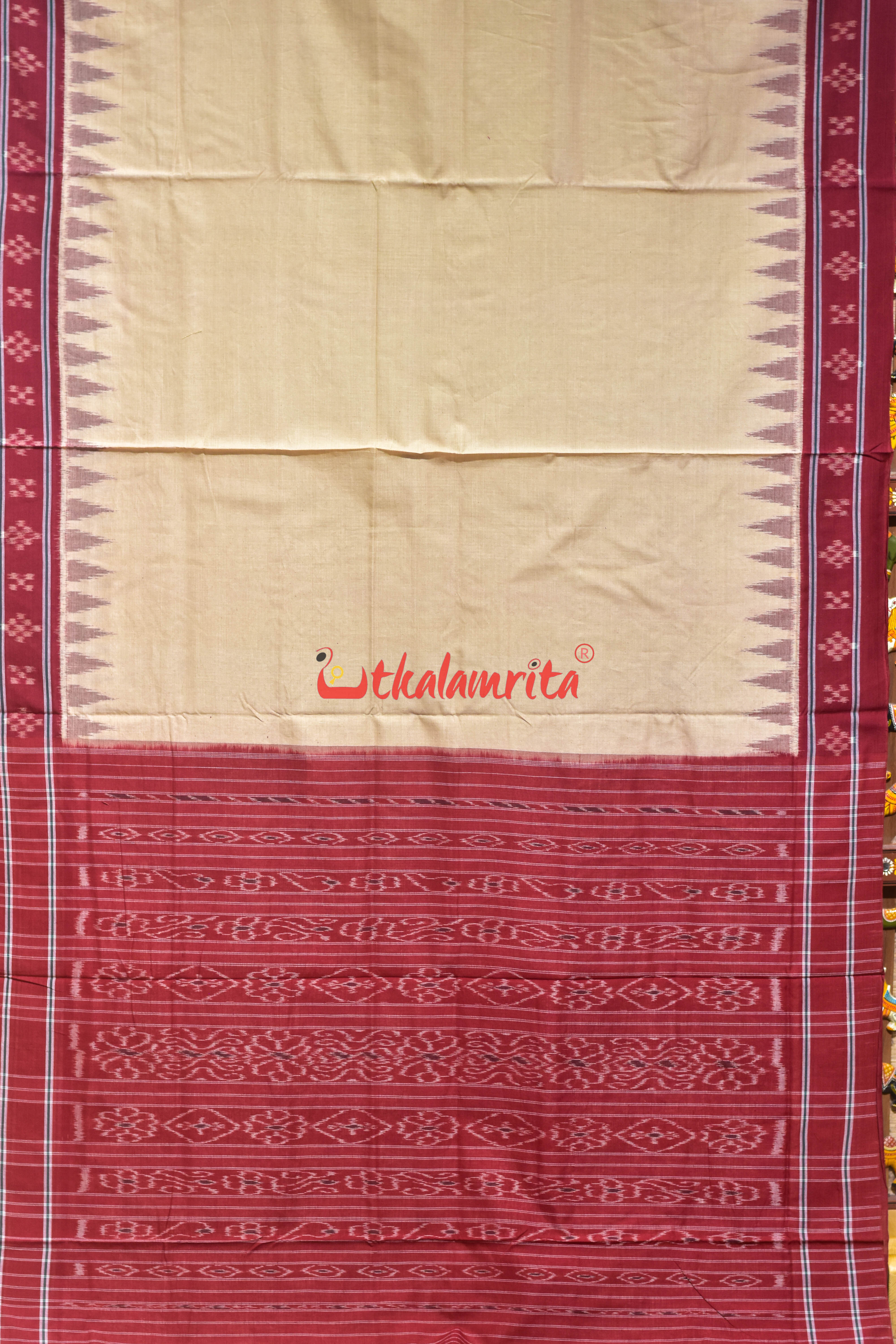 Matha Tussarite Border Pasapali Khandua Cotton Saree