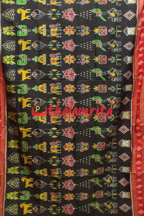 Black Nabarangi Red Pasapali Border Khandua Silk Saree